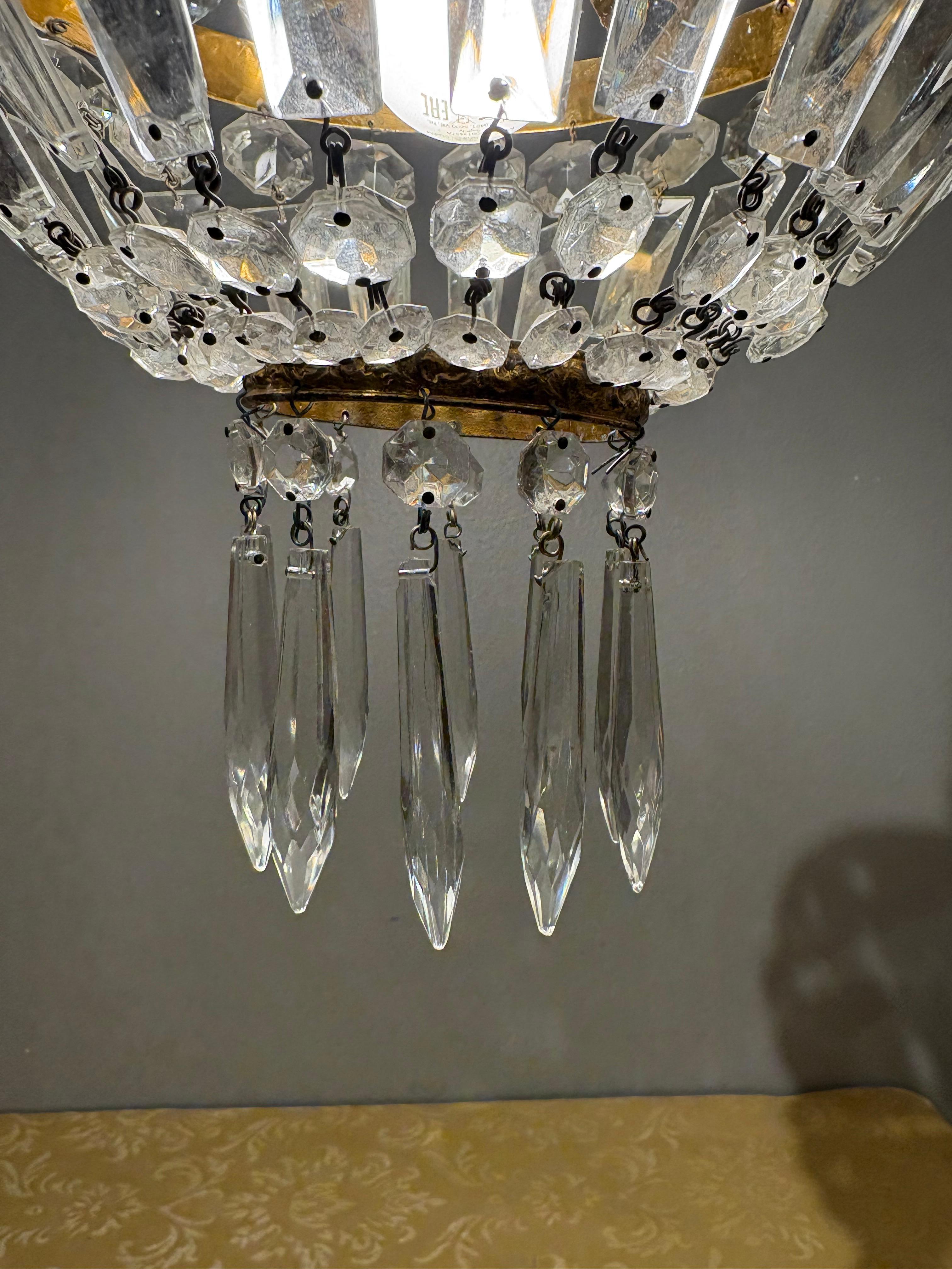 Araña italiana de estilo Imperio en latón dorado y cristal de Bohemia en venta 1