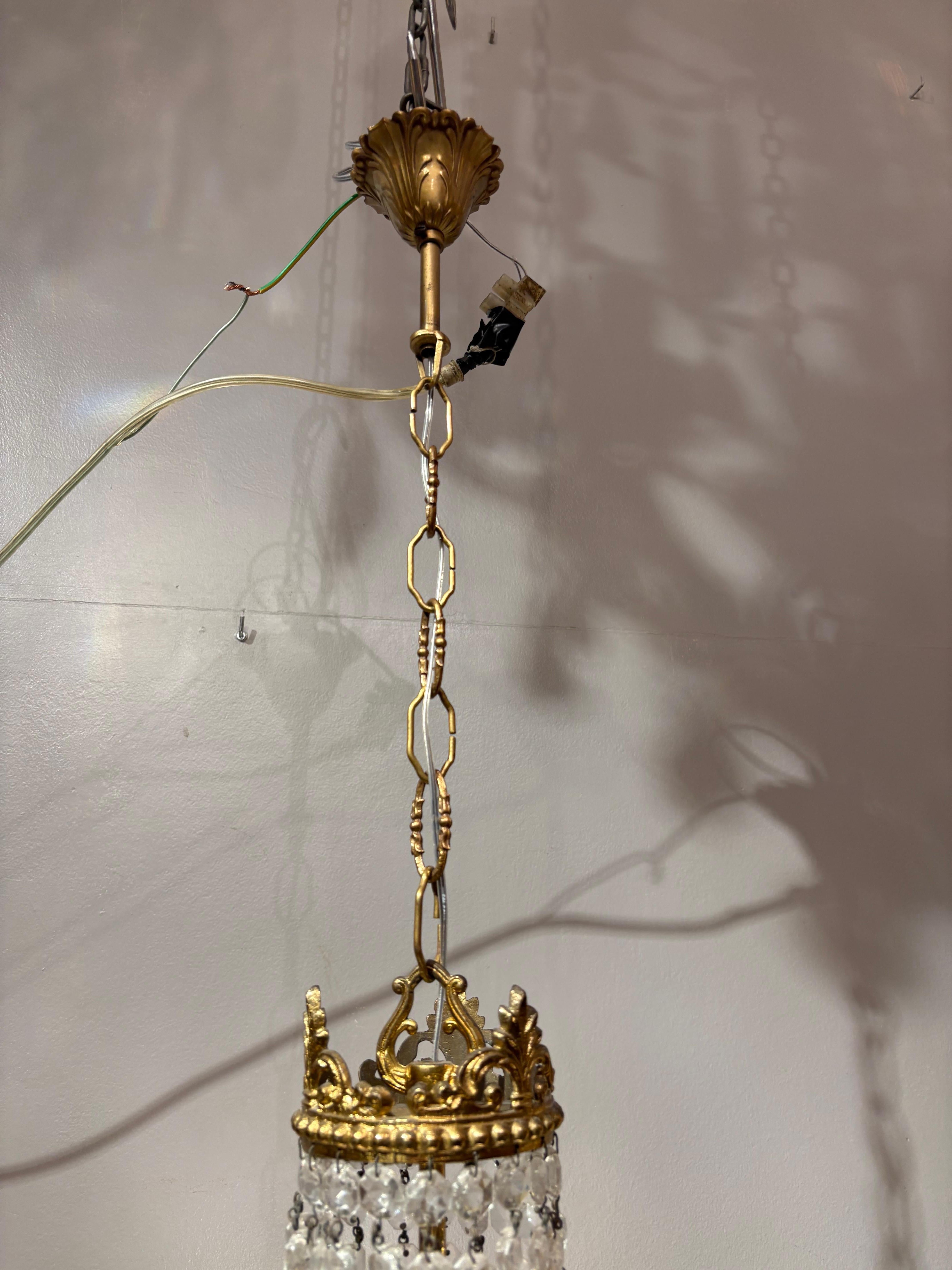 Araña italiana de estilo Imperio en latón dorado y cristal de Bohemia en venta 2