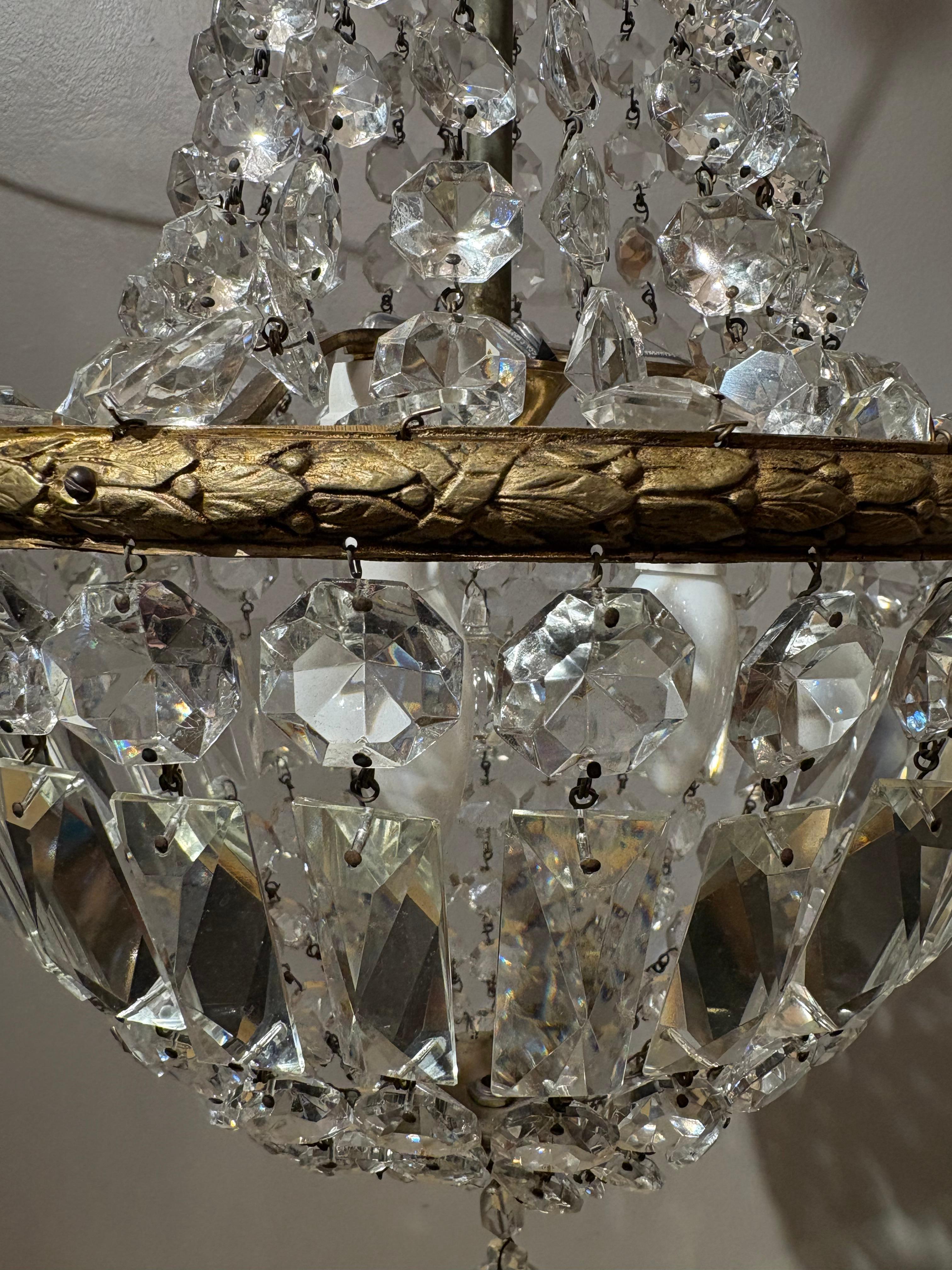 Italian Empire Style Chandelier with Bohemian Crystal For Sale 1