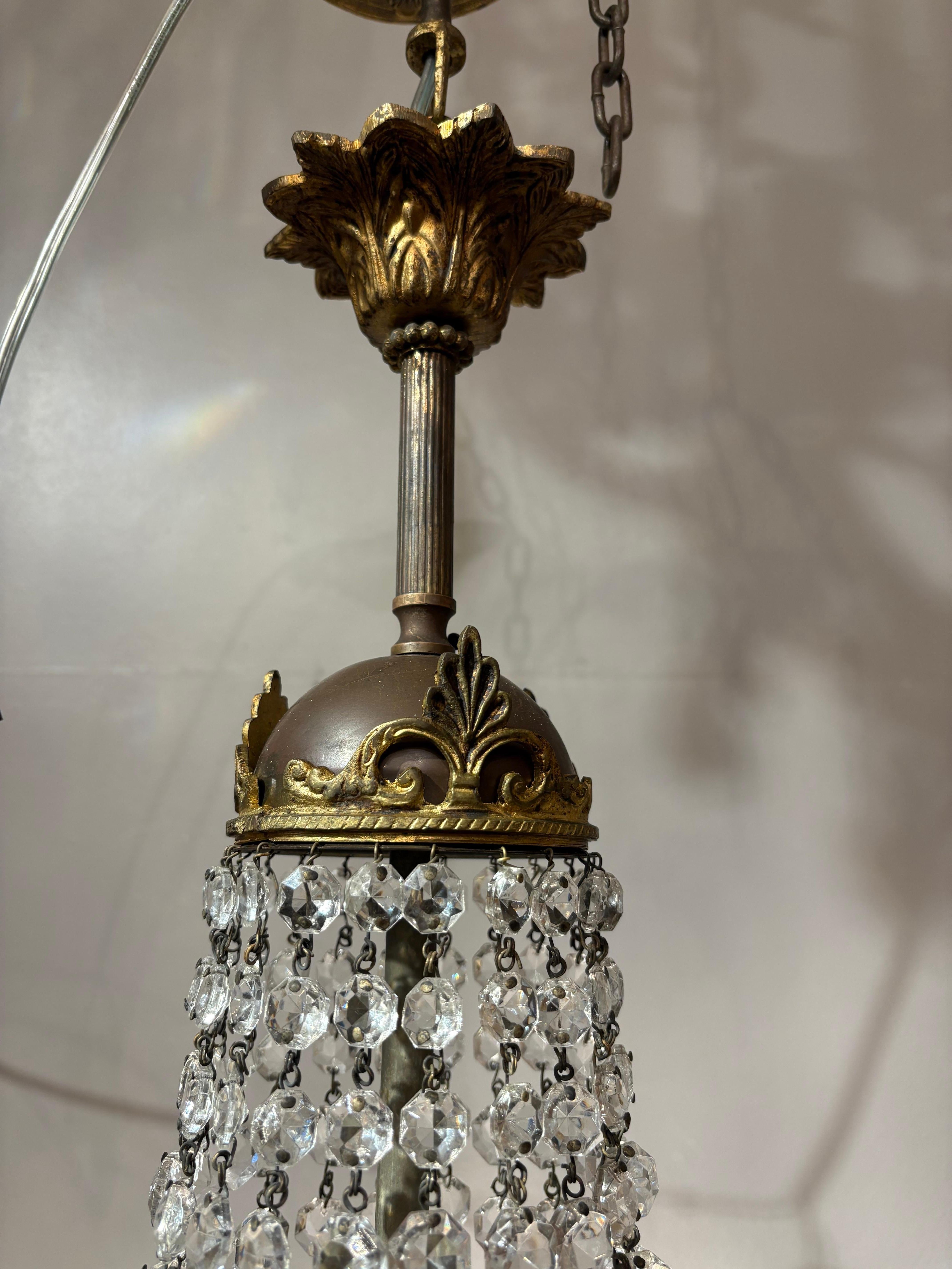 Italian Empire Style Chandelier with Bohemian Crystal For Sale 3