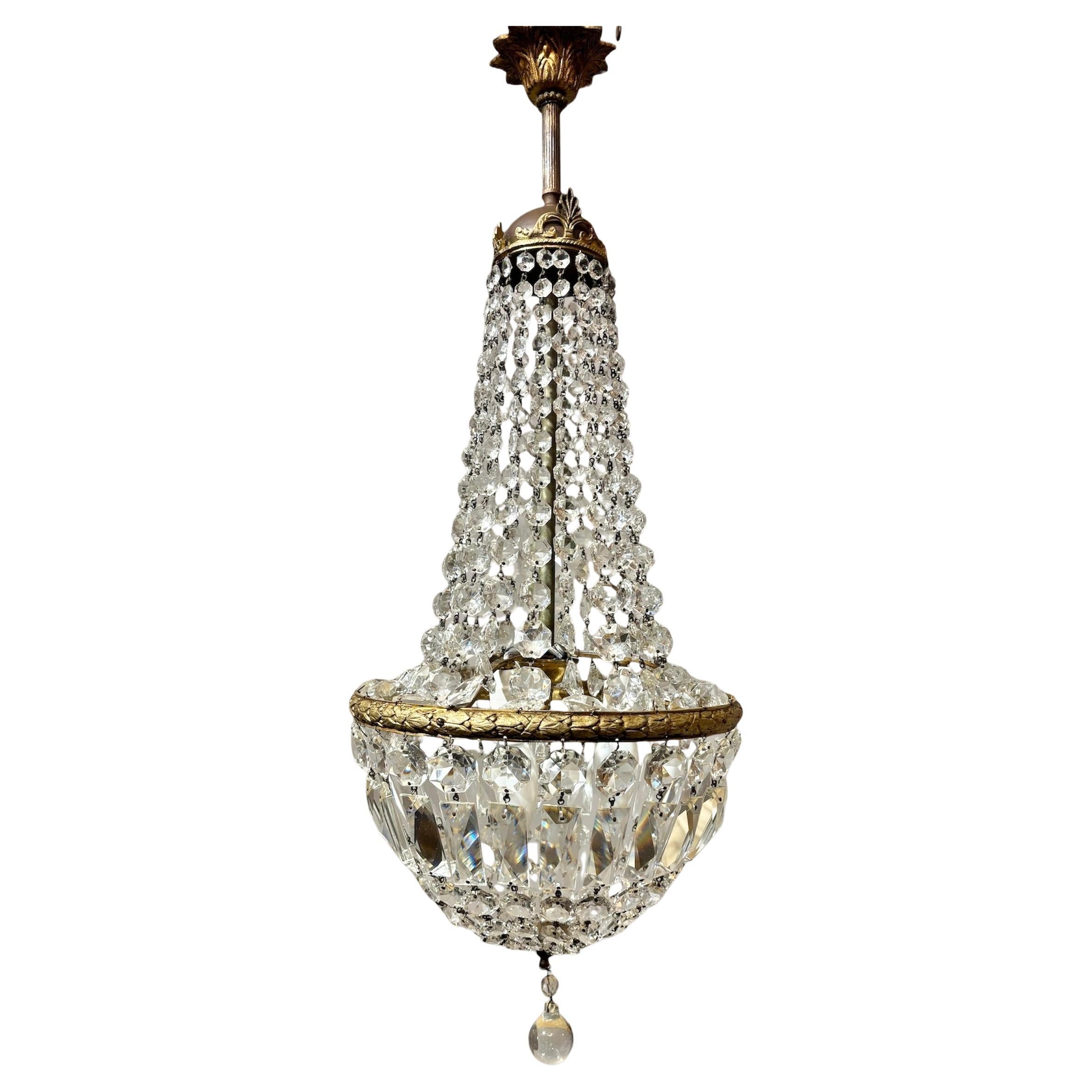 Lustre de style Empire italien avec cristal de Bohème