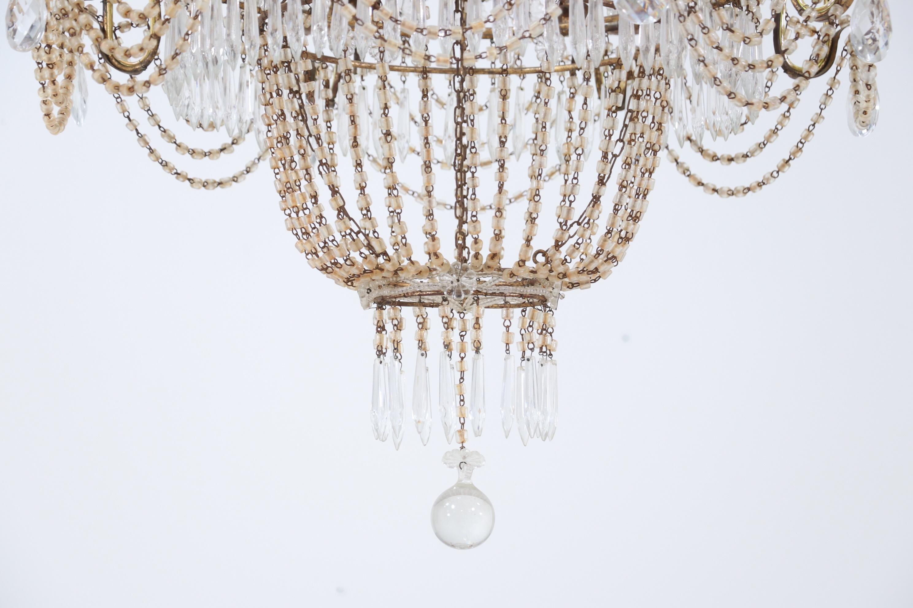 Italian Empire-Style Crystal Beaded Chandelier 3