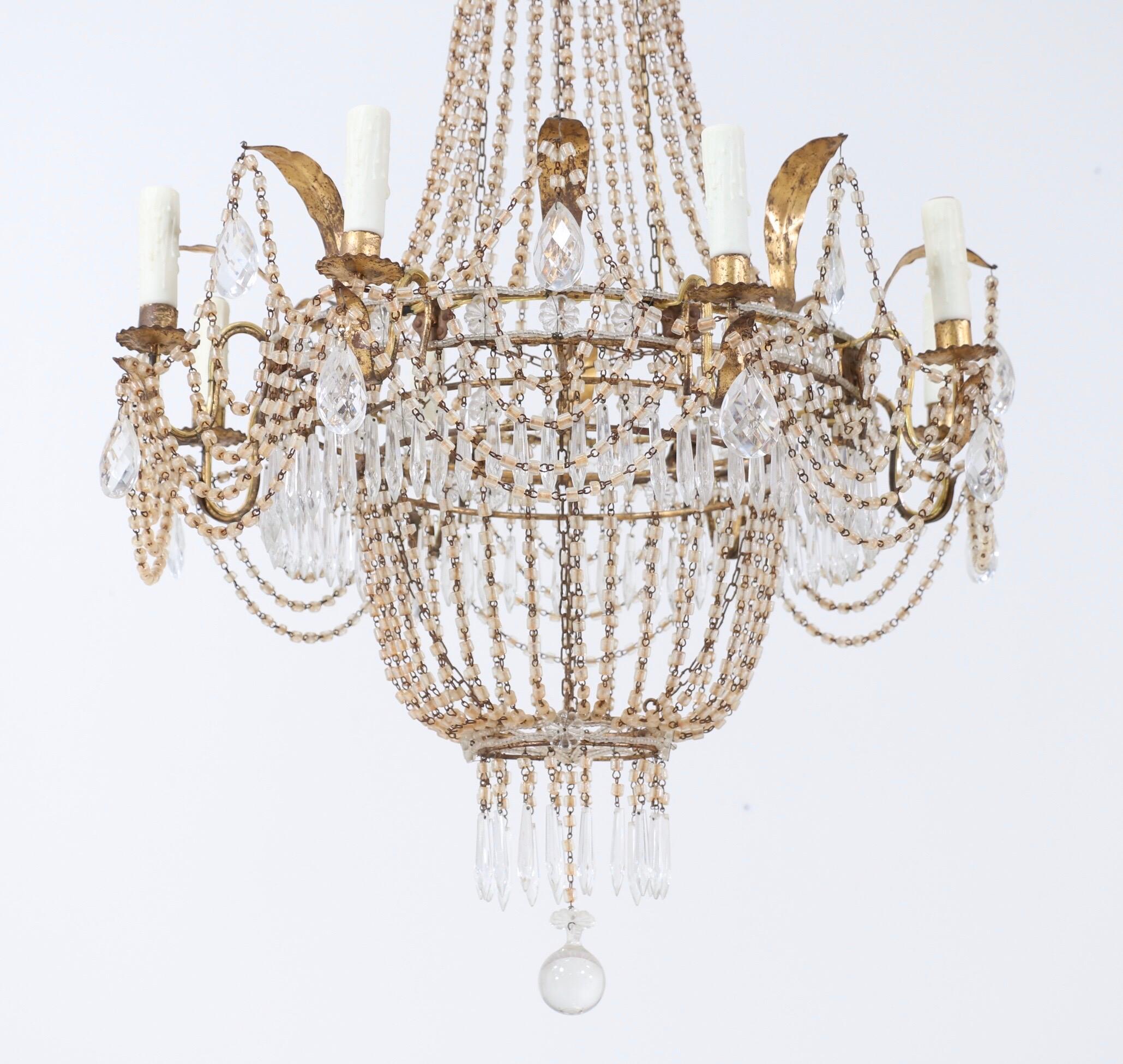 Italian Empire-Style Crystal Beaded Chandelier 2