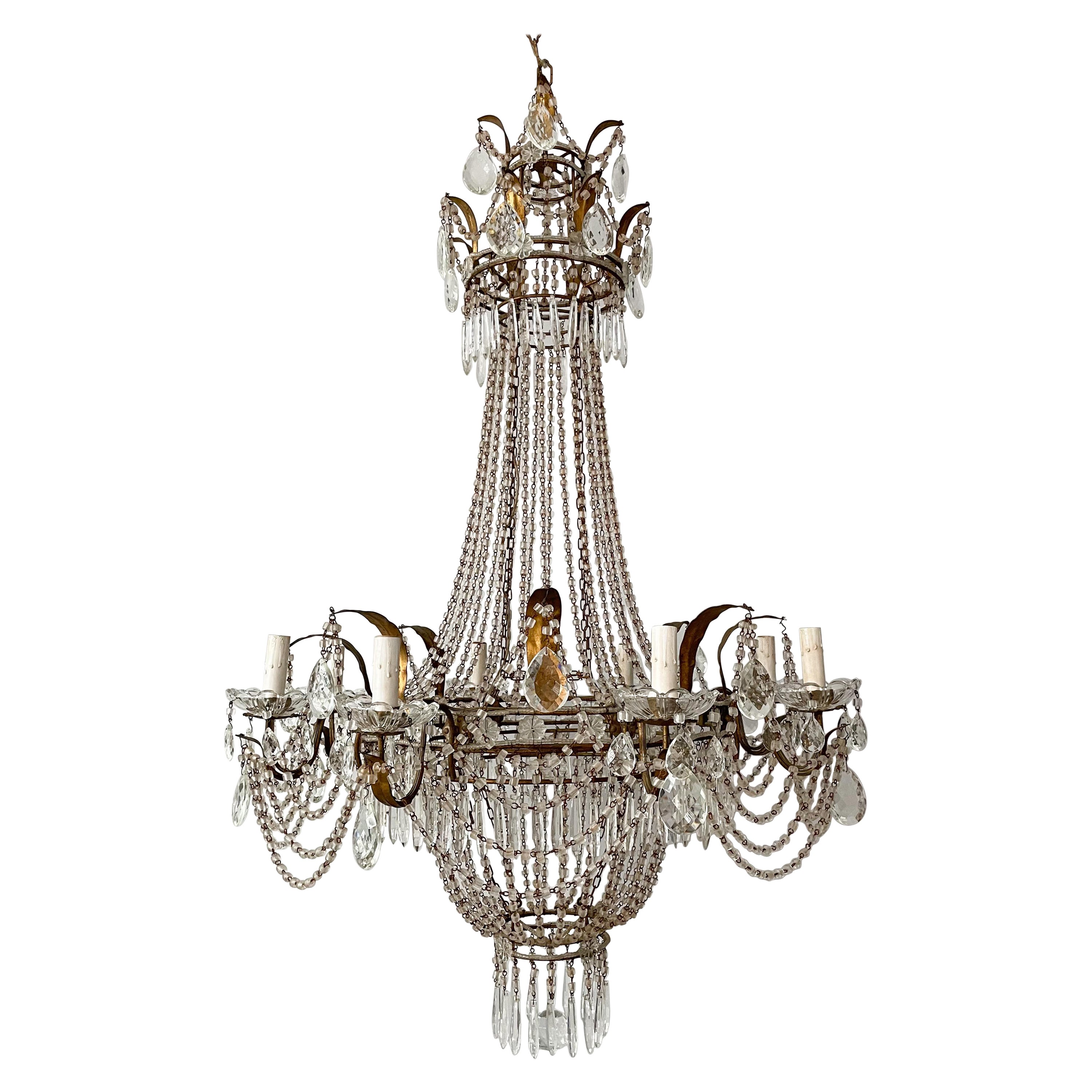 Italian Empire-Style Crystal Beaded Chandelier