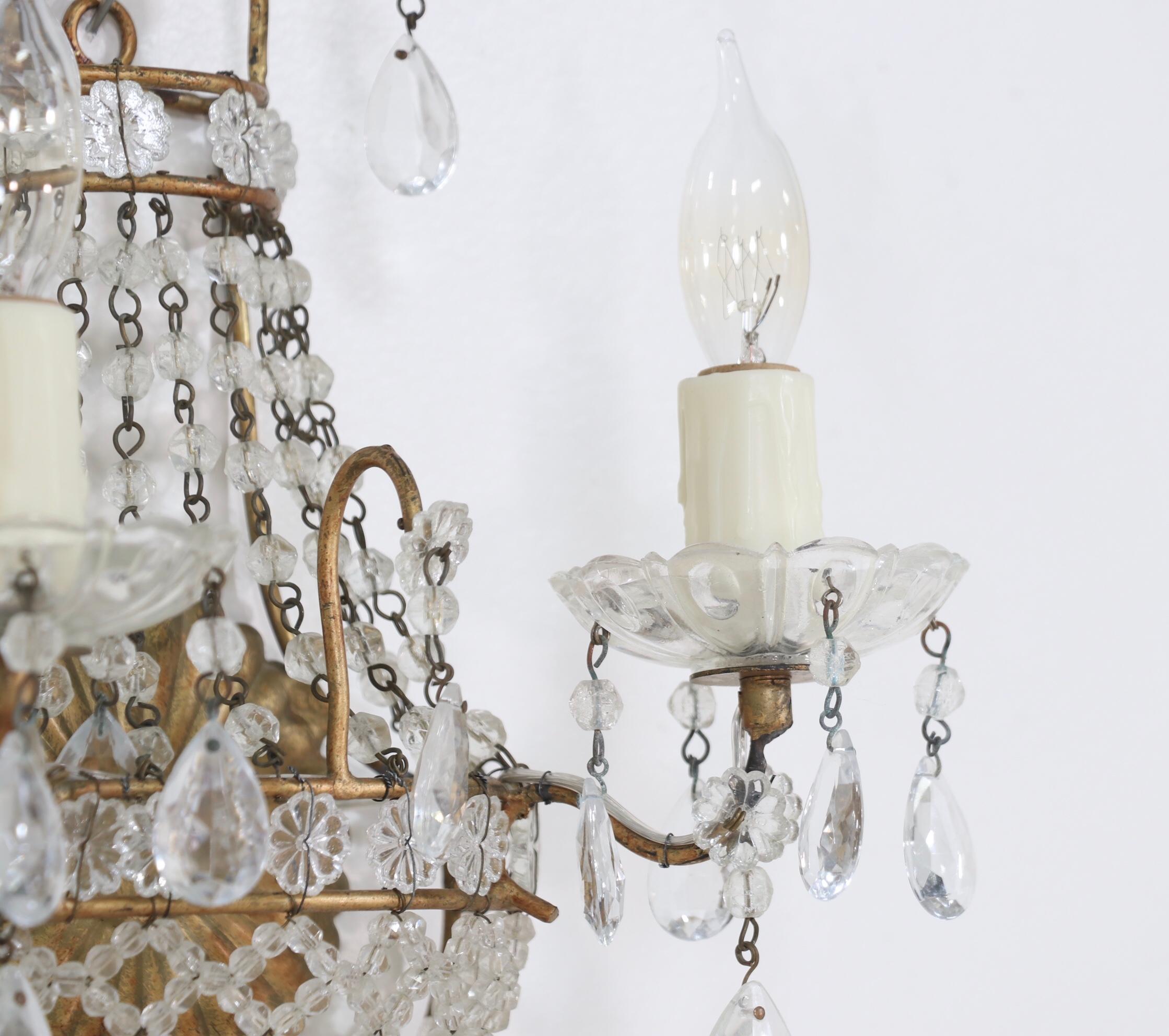 Italian Empire-Style Crystal Beaded Sconces im Zustand „Gut“ in Los Angeles, CA