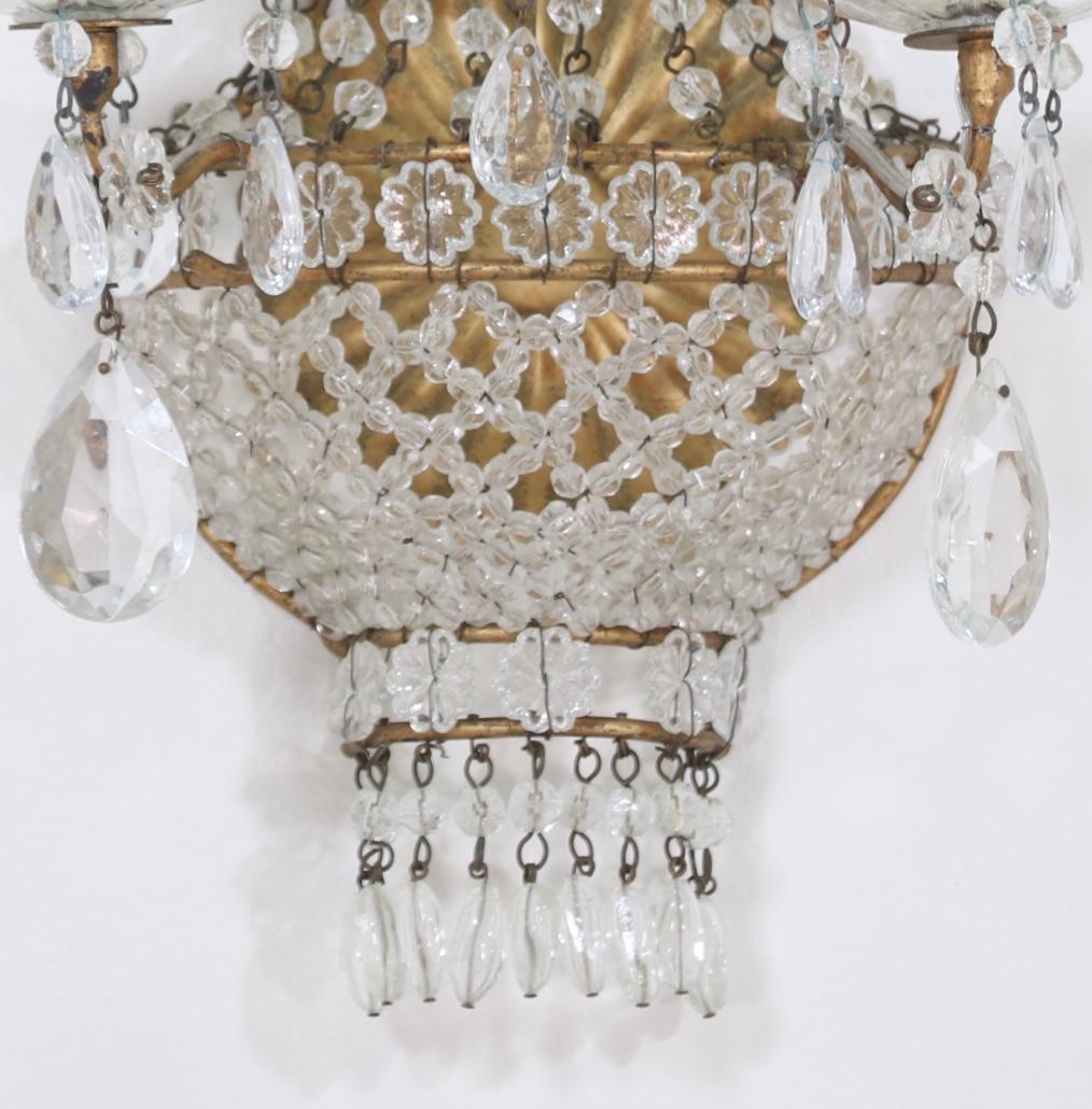 Iron Italian Empire-Style Crystal Beaded Sconces