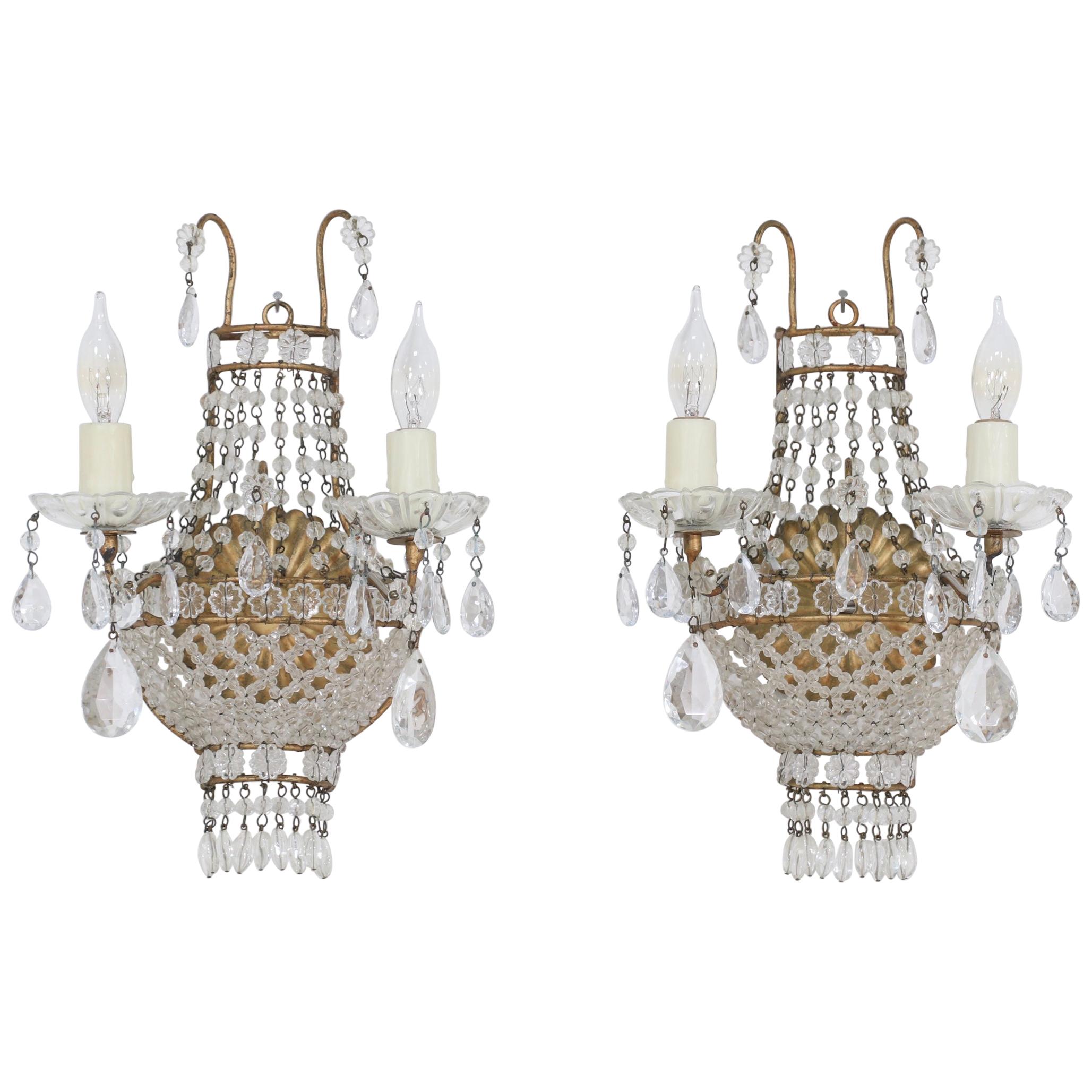 Italian Empire-Style Crystal Beaded Sconces