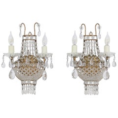 Italian Empire-Style Crystal Beaded Sconces Italian Empire-Style Crystal Beaded Sconces