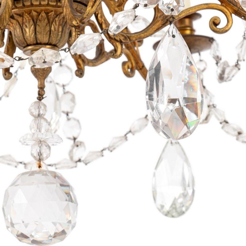 Doré Lustre italien de style Empire en métal doré et cristal en vente