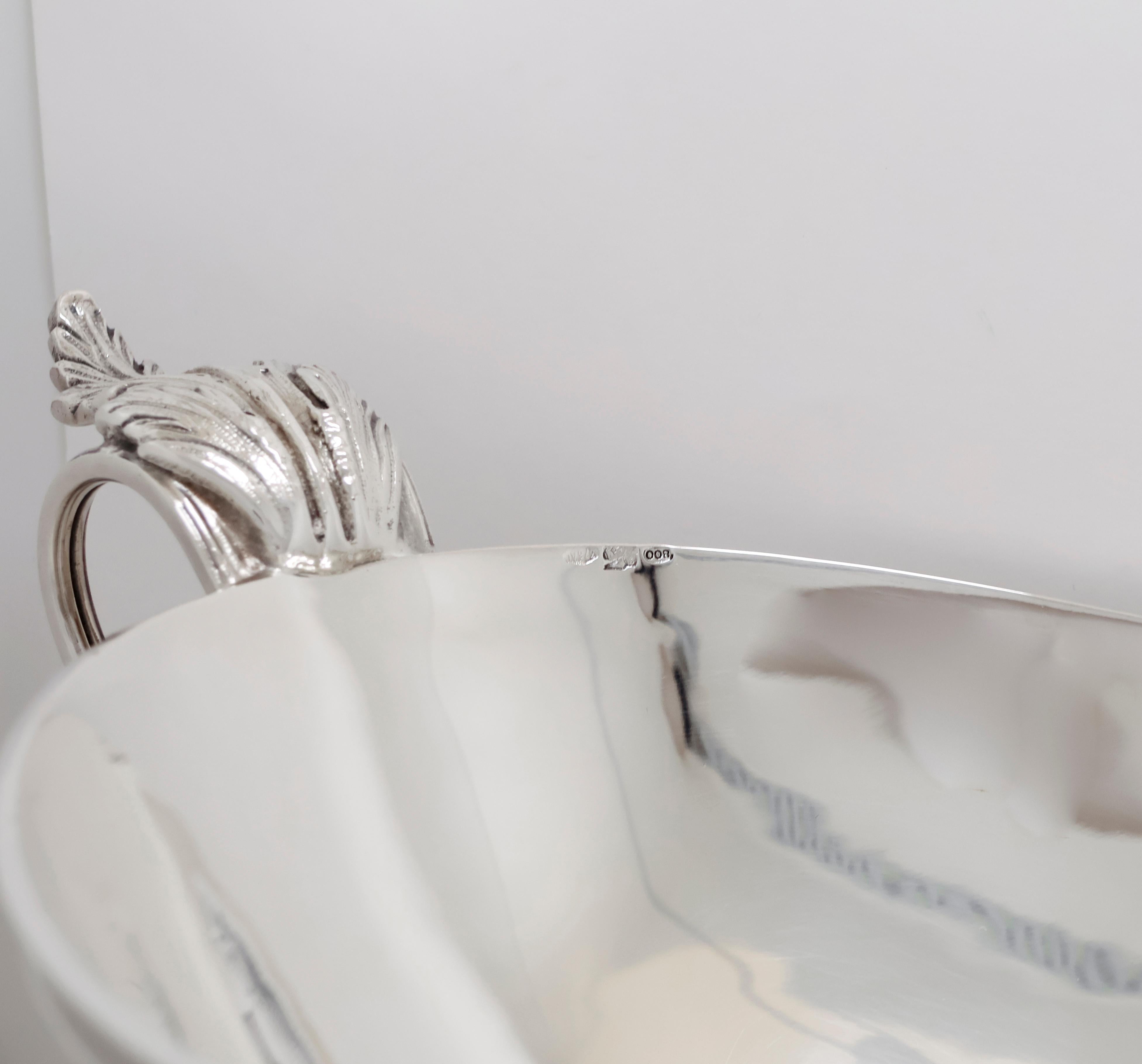 Italian Empire-Style Silver Centerpiece Bowl with Handles (1950) In New Condition For Sale In Bergamo, BG