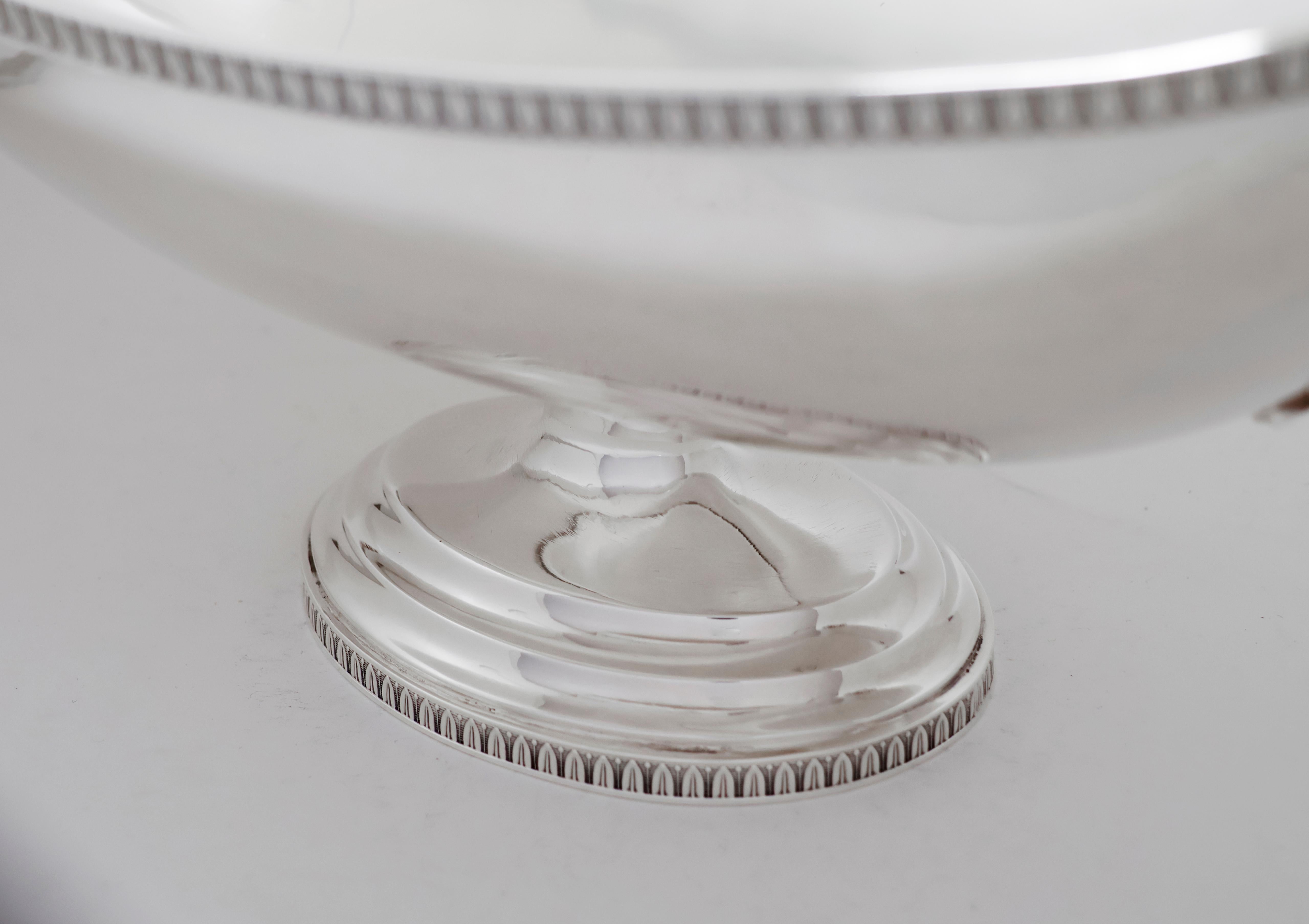 Italian Empire-Style Silver Centerpiece Bowl with Handles (1950) For Sale 1