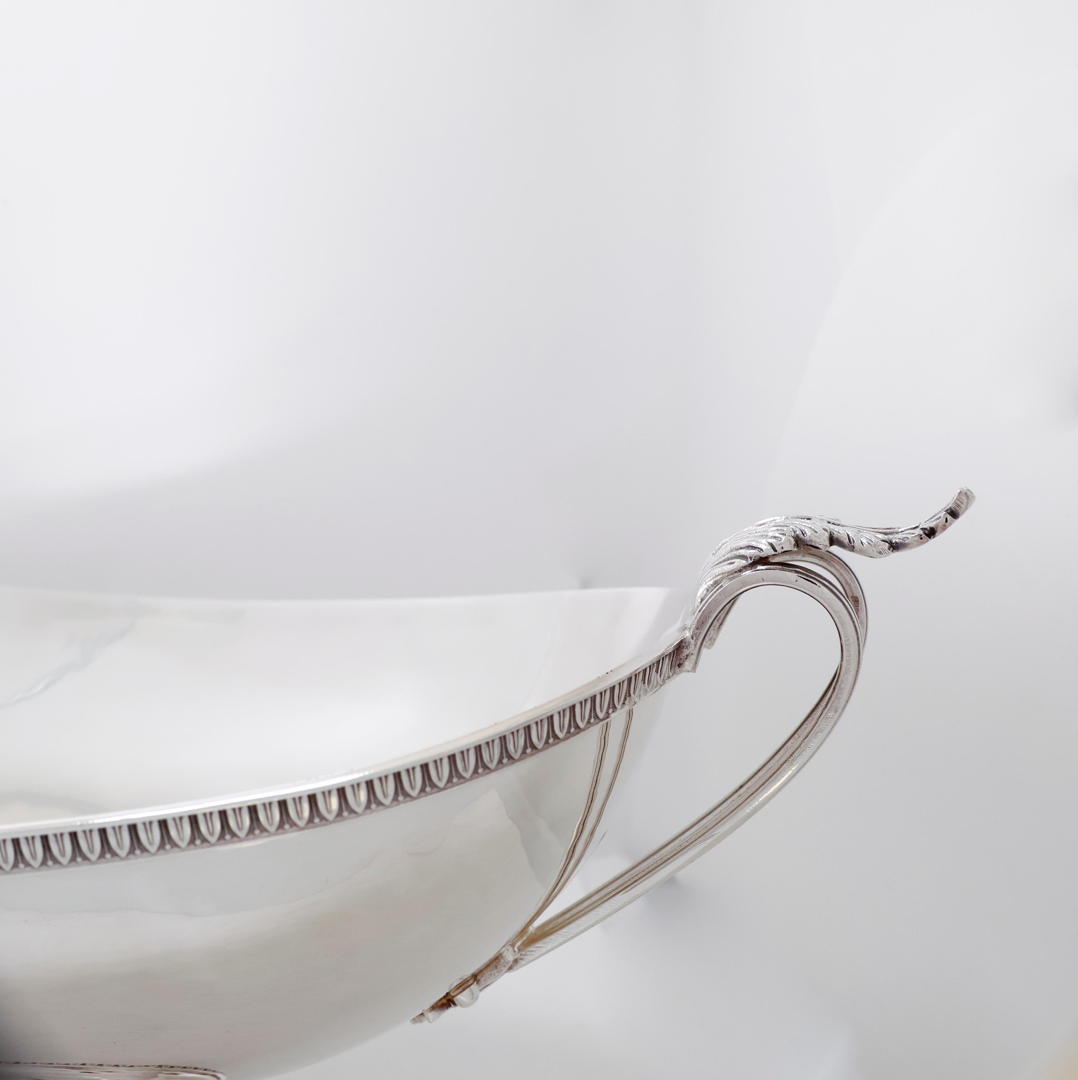 Italian Empire-Style Silver Centerpiece Bowl with Handles (1950) For Sale 2