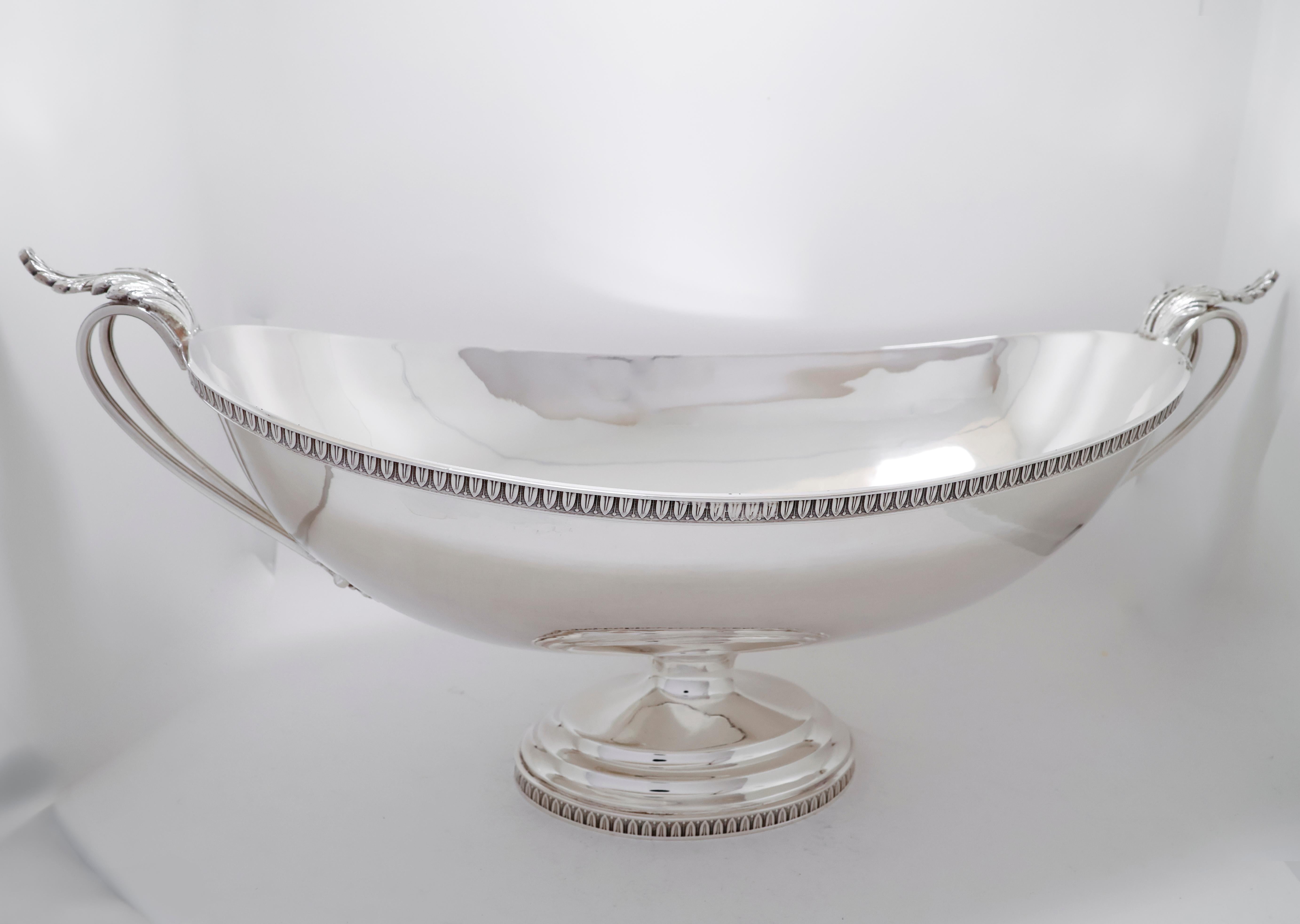 Italian Empire-Style Silver Centerpiece Bowl with Handles (1950) For Sale 3