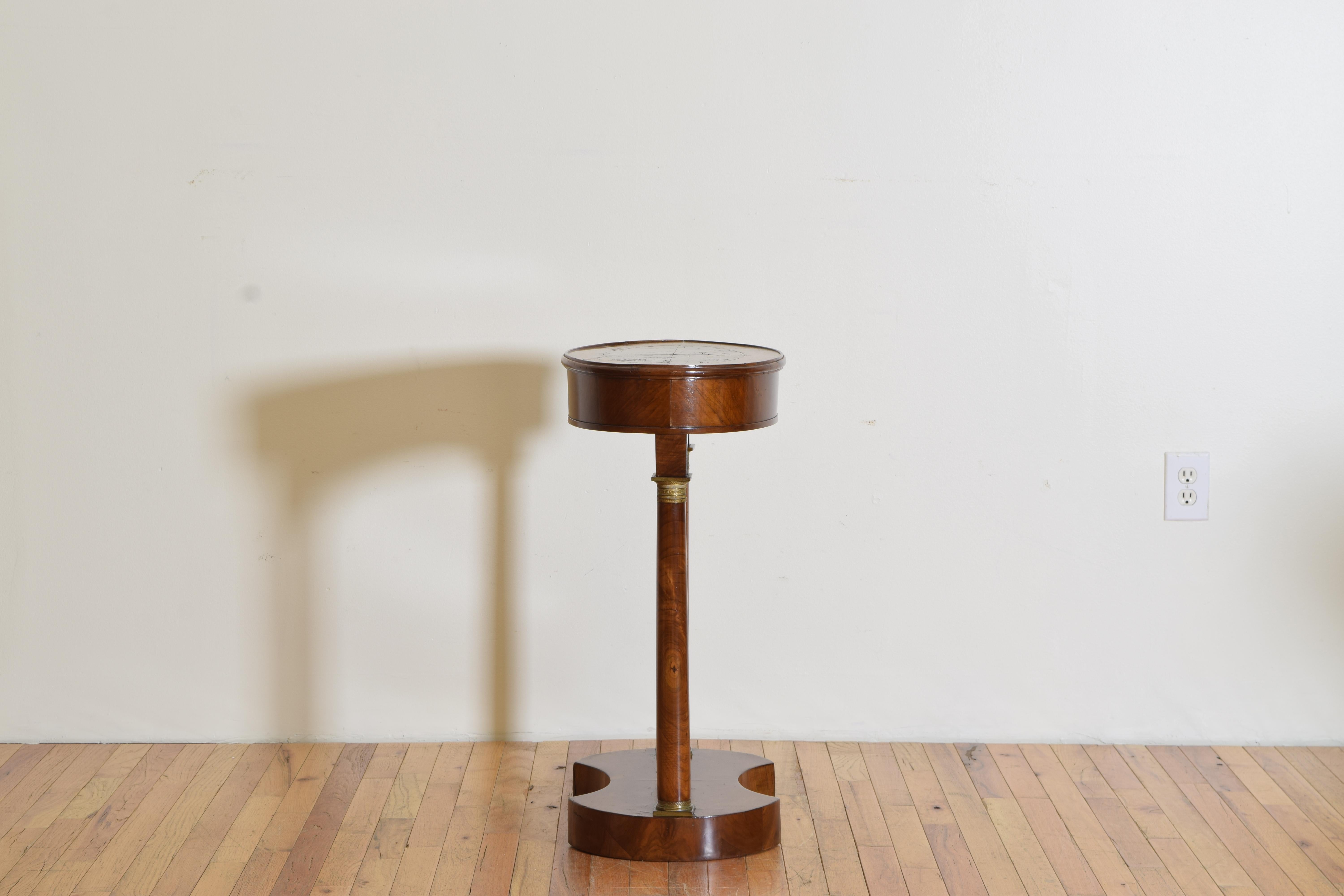 Italian Empire Style Walnut & Brass Mounted Flip-Top Occasional Table, ca. 1860 In Good Condition In Atlanta, GA