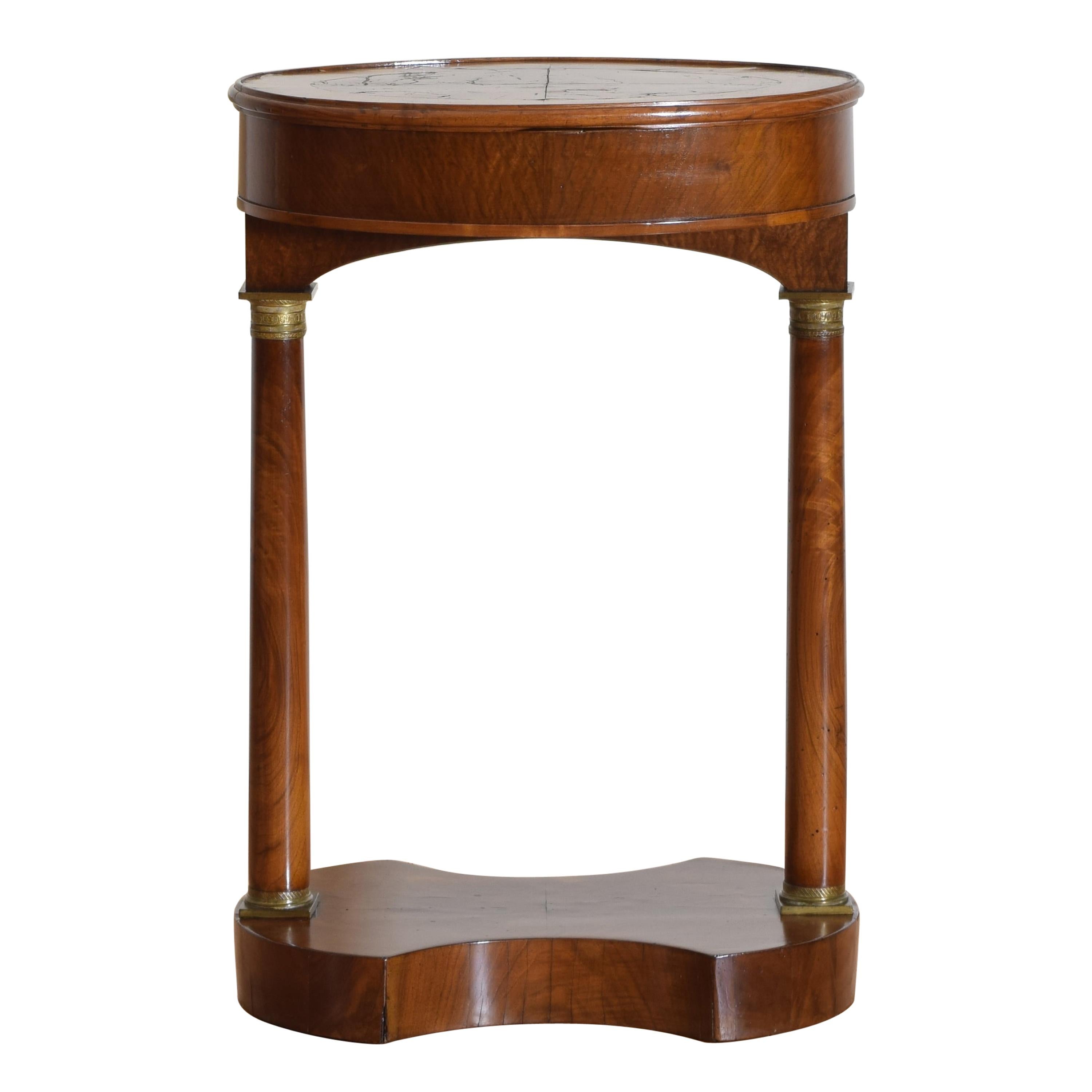 Italian Empire Style Walnut & Brass Mounted Flip-Top Occasional Table, ca. 1860
