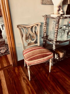 Italian Empire Swans Chairs in Cream and Gold Finish with Velvet Upholstery