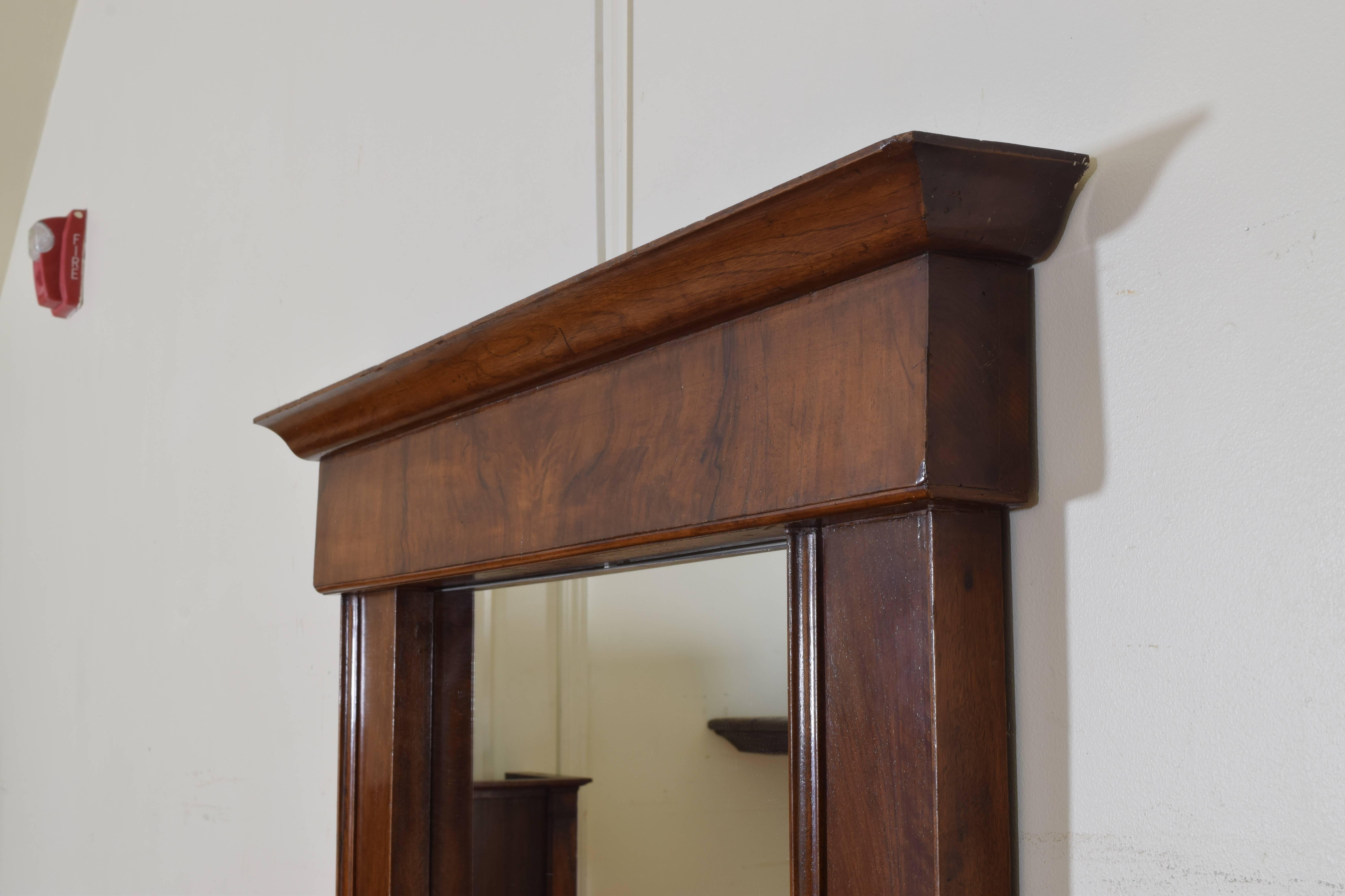 Early 19th Century Italian Empire Veneered Walnut Mirror, Second Quarter of the 19th Century