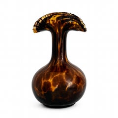 Italian Empoli Amber Tortoiseshell Art Glass Vase, 1960