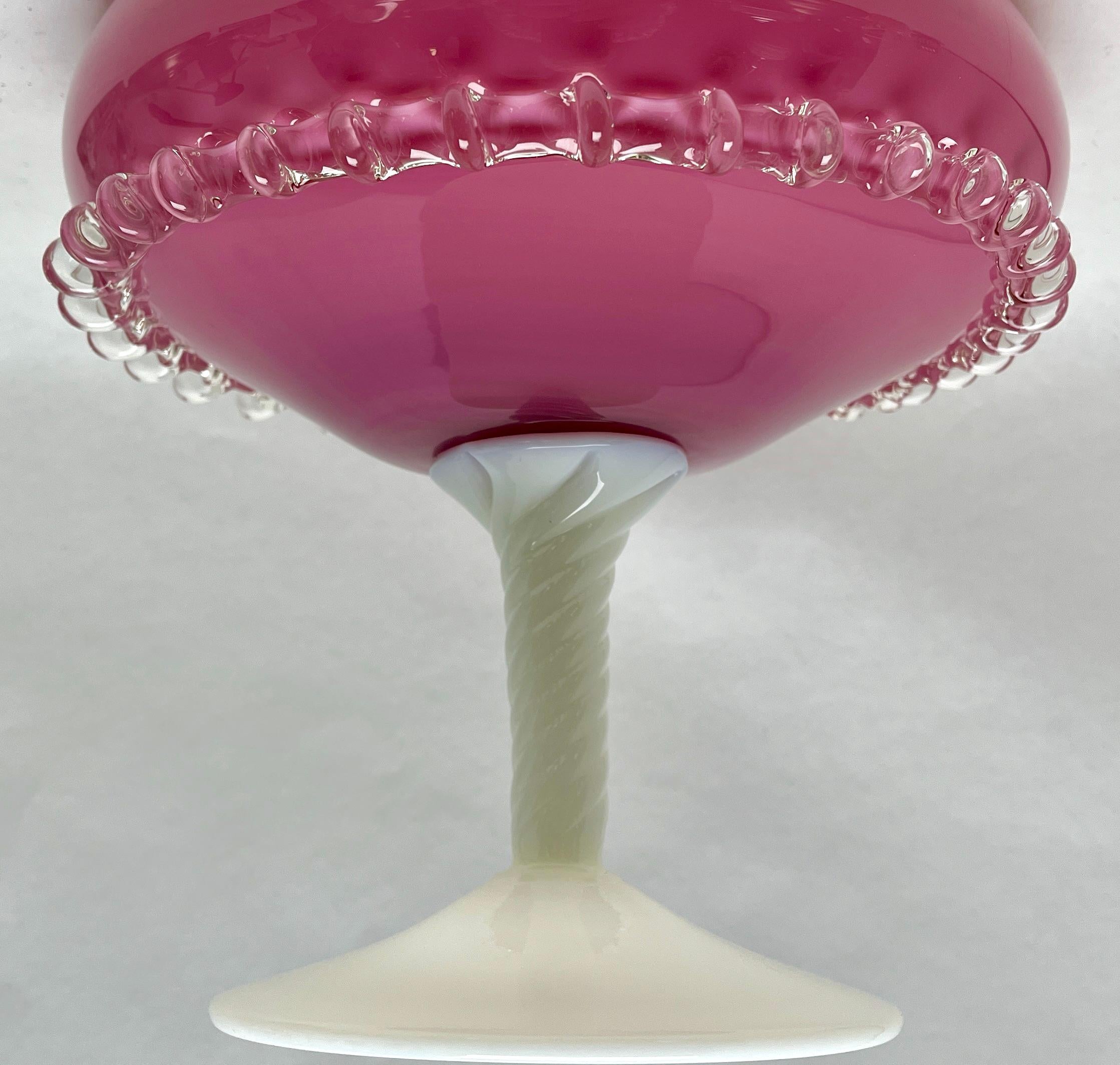Mid-Century Modern Italian Empoli Art Glass Opaline from the Mid-20th Century, Excellent Condition For Sale