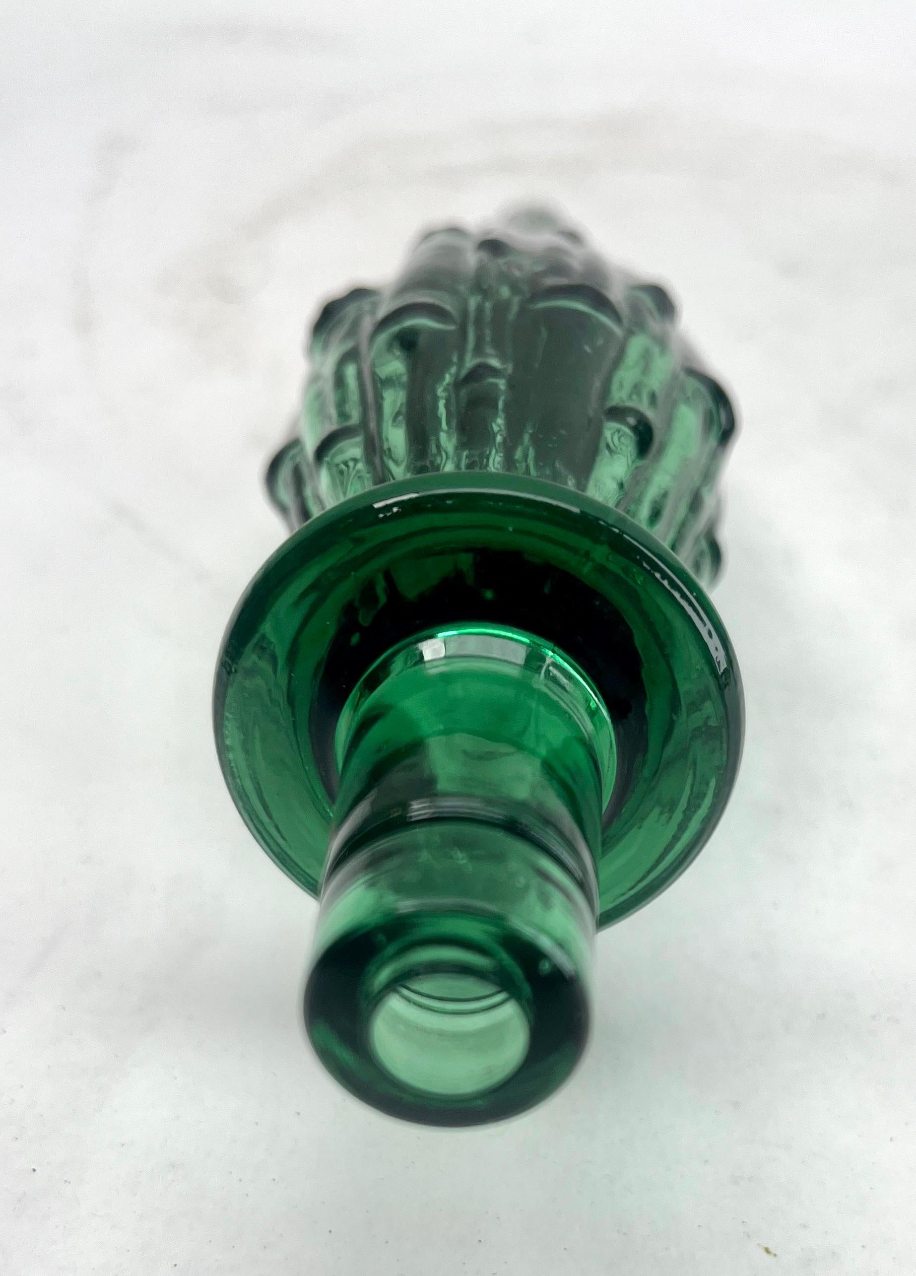 Italian Empoli Geniebottle Green Art Glass from the Mid-20th Century For Sale 3