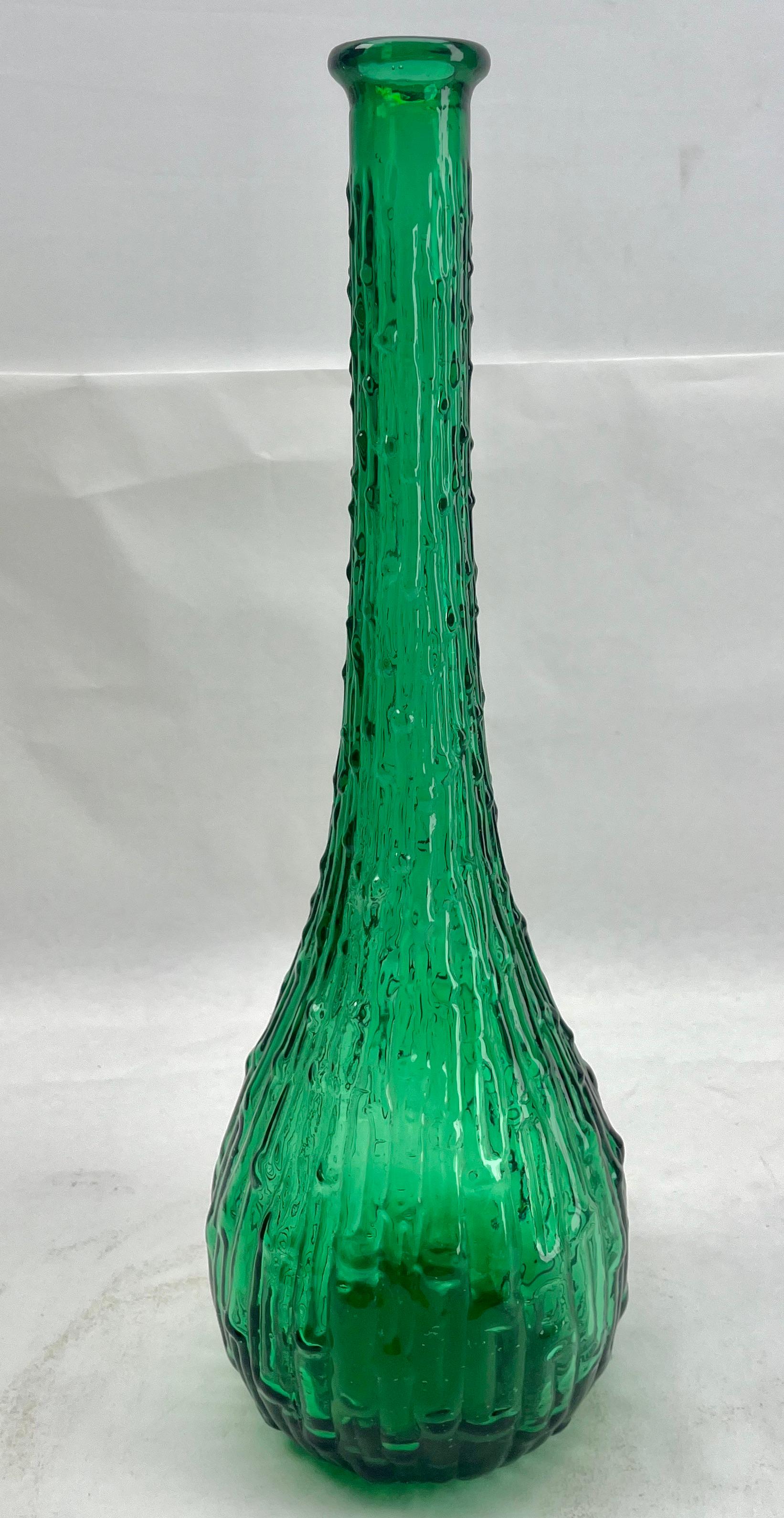 Italian Empoli Geniebottle Green Art Glass from the Mid-20th Century For Sale 5