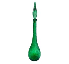 Italian Empoli Geniebottle Green Art Glass from the Mid-20th Century