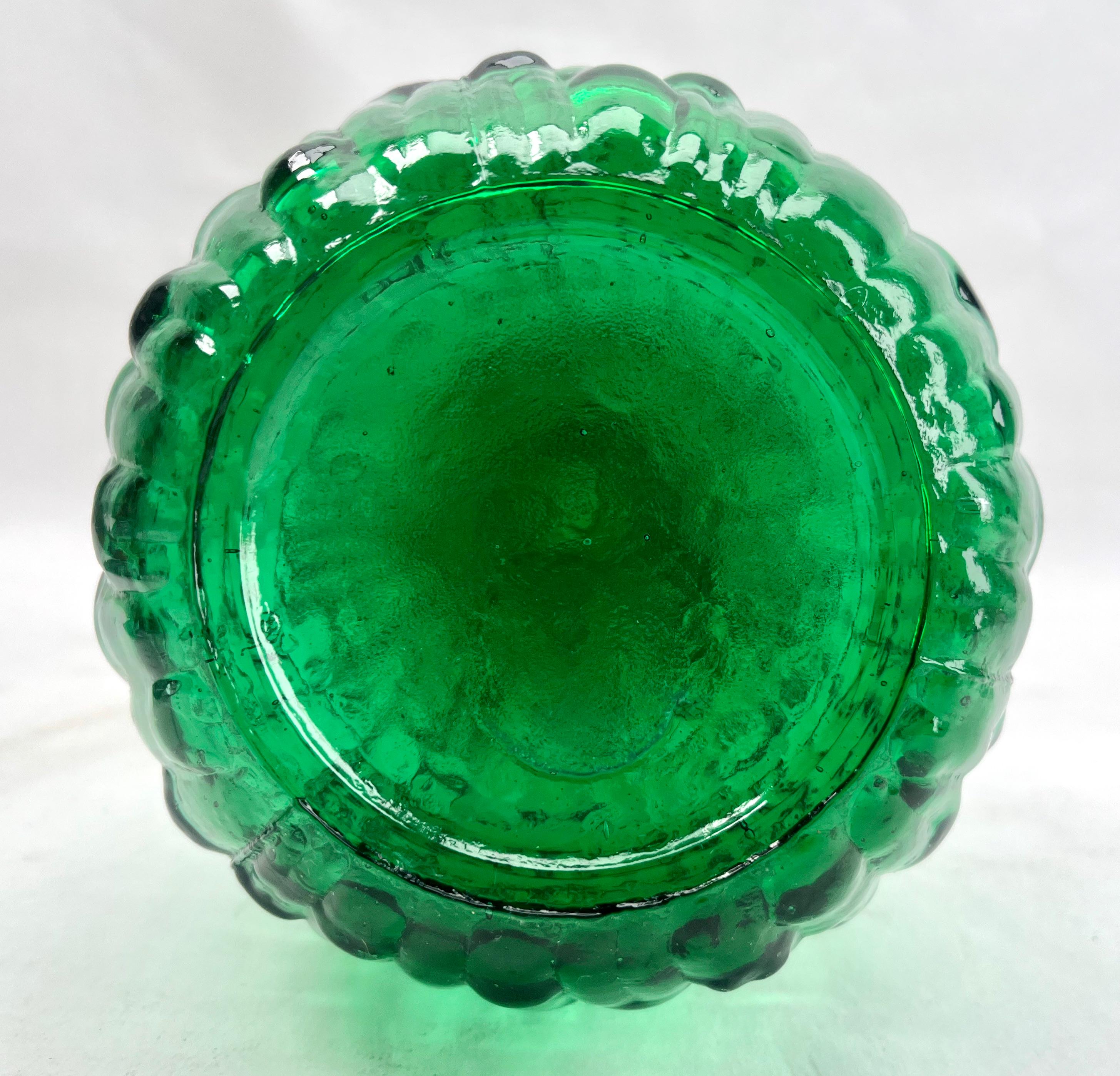 Murano Glass Italian Empoli Geniebottle Green Art Glass from the Mid-20th Century For Sale