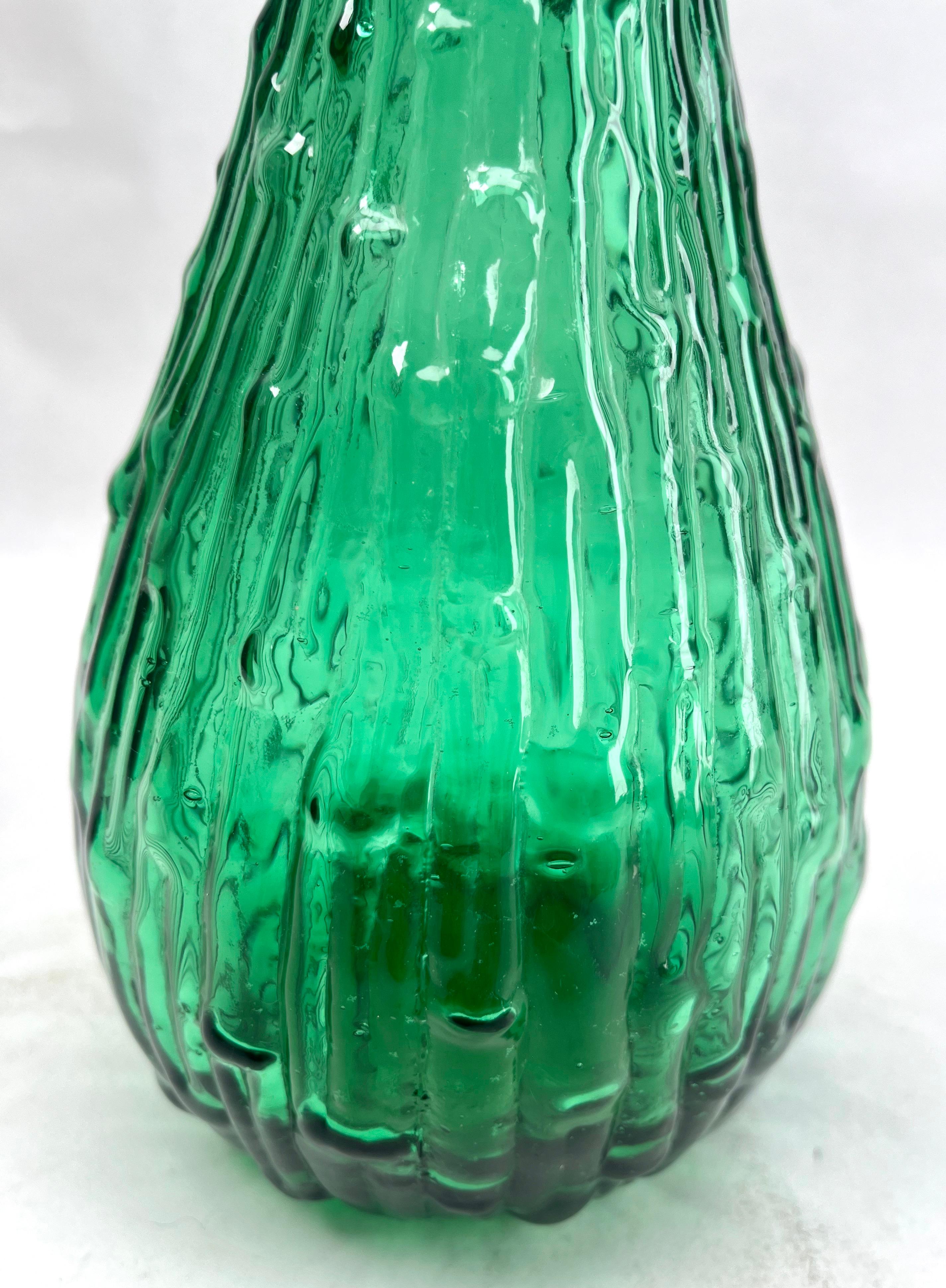 Italian Empoli Geniebottle Green Art Glass from the Mid-20th Century For Sale 3