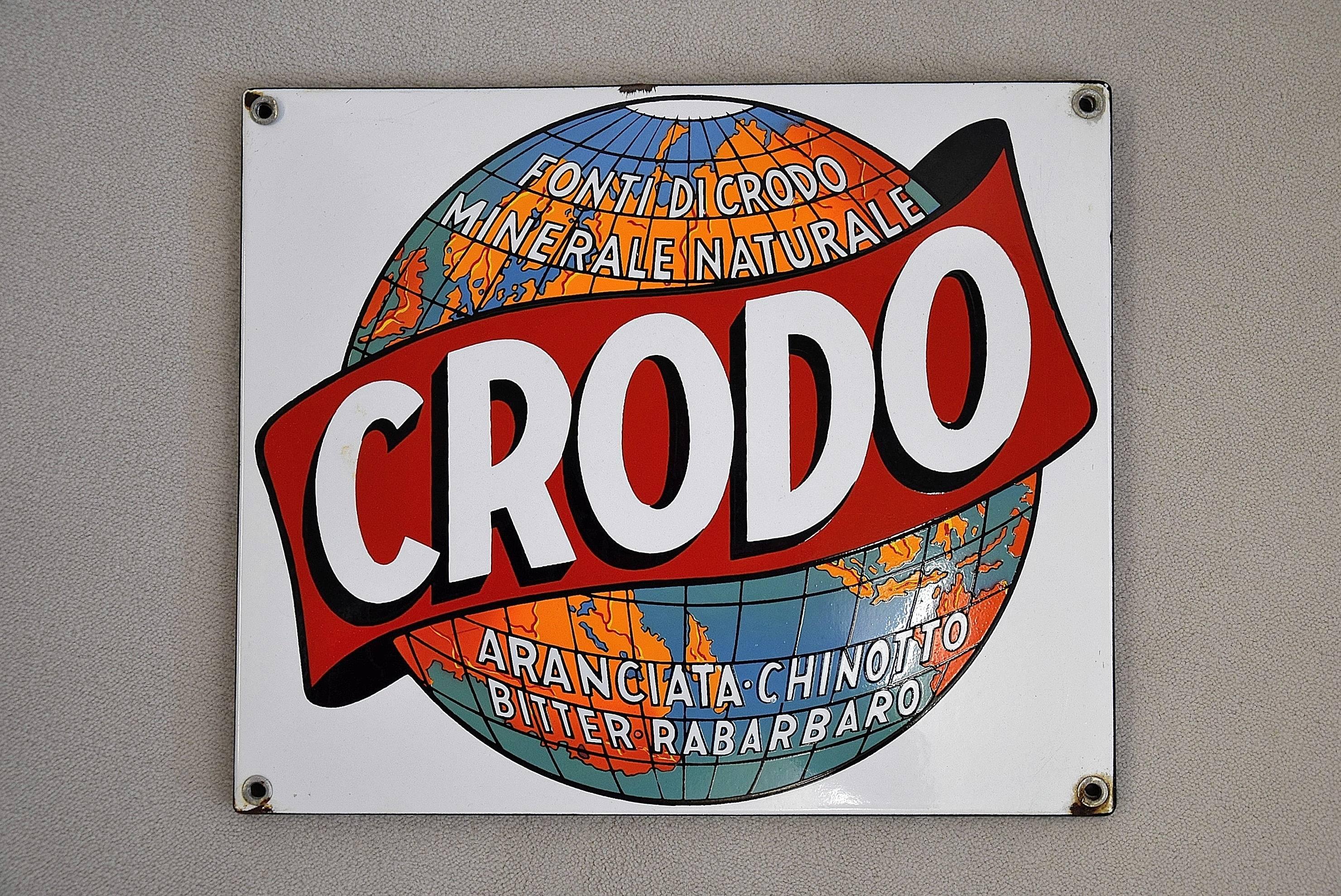 Italian Enamel 1960 Crodo Publicity Sign 3