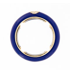 Italienischer verstellbarer italienischer Emaille-Diamantring aus 18 Karat Gelbgold