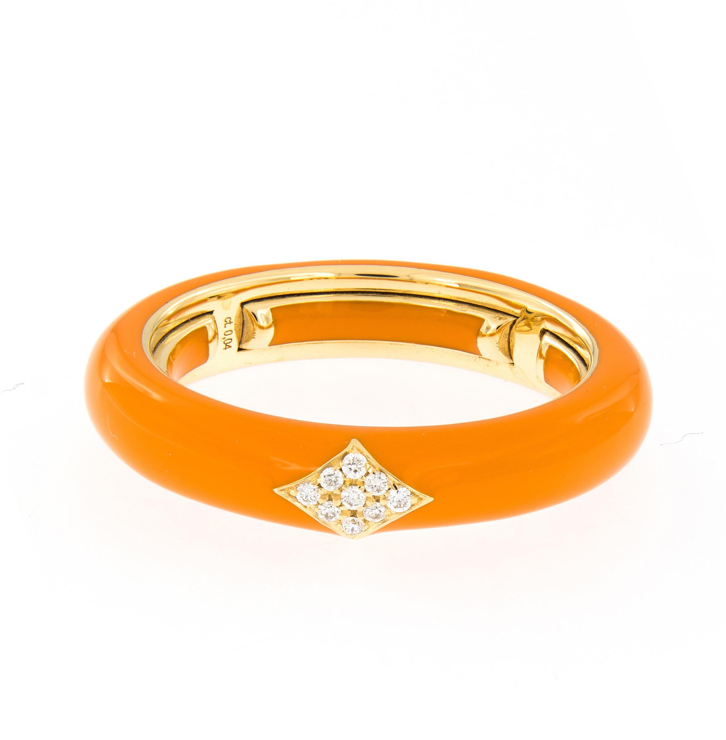 Italienischer verstellbarer italienischer Emaille-Diamantring aus 18 Karat Gelbgold im Zustand „Neu“ im Angebot in Troy, MI