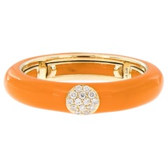 Bague italienne ajustable en or jaune 18 carats, émail et diamants