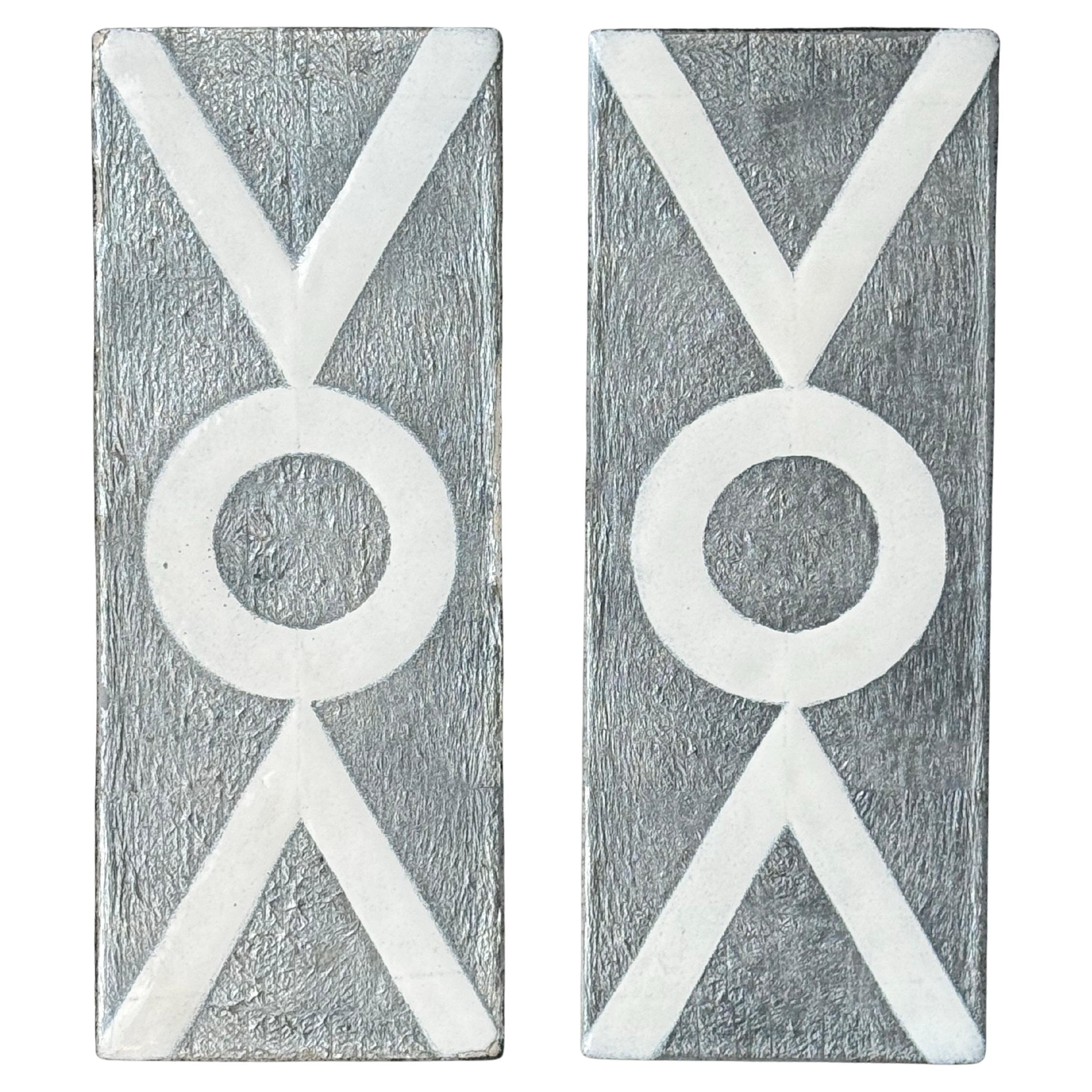 Italian Enamel and Brass Door Handles attributed to Del Campo [I] For Sale
