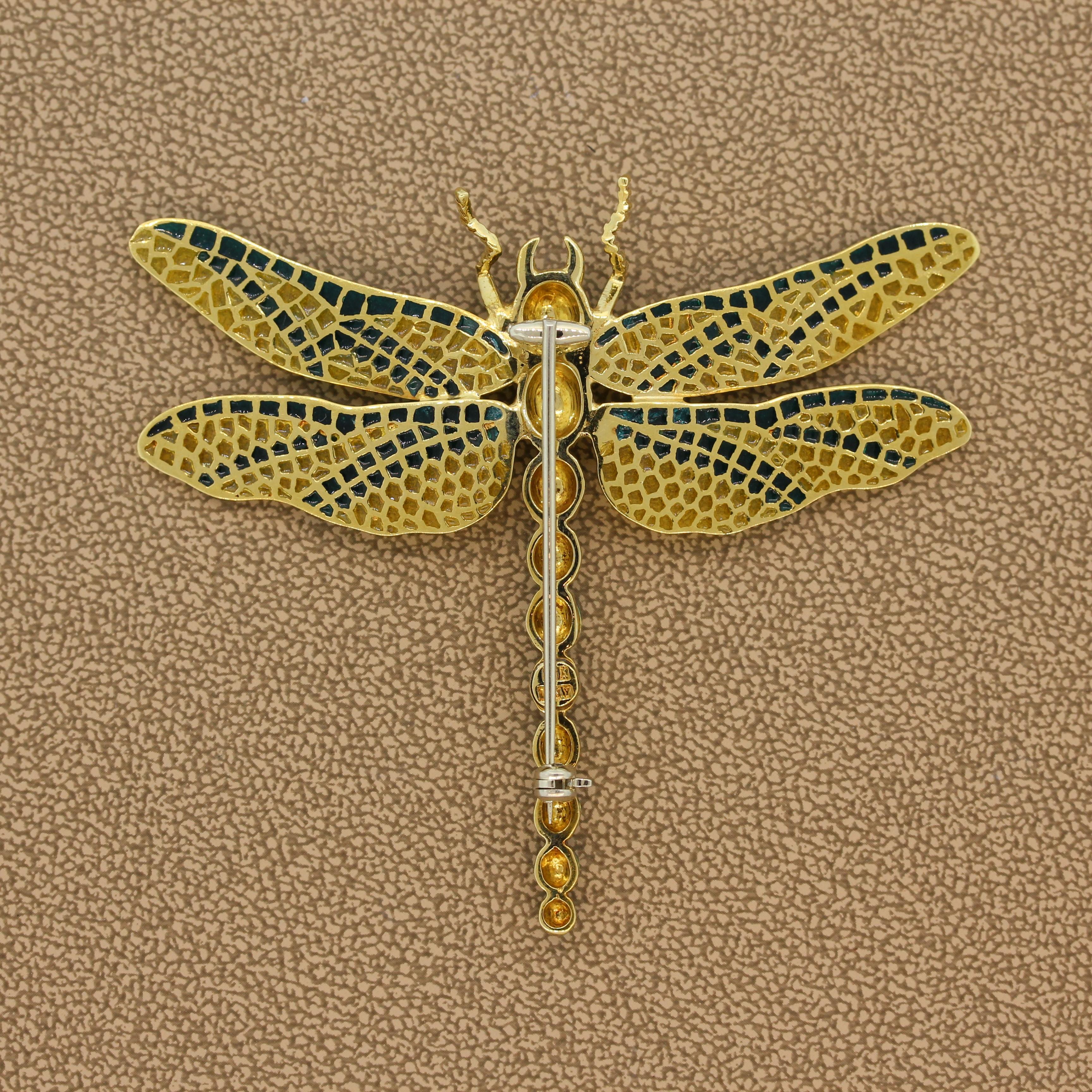 Italian Enamel Gold Dragonfly Brooch at 1stDibs dragonfly brooches