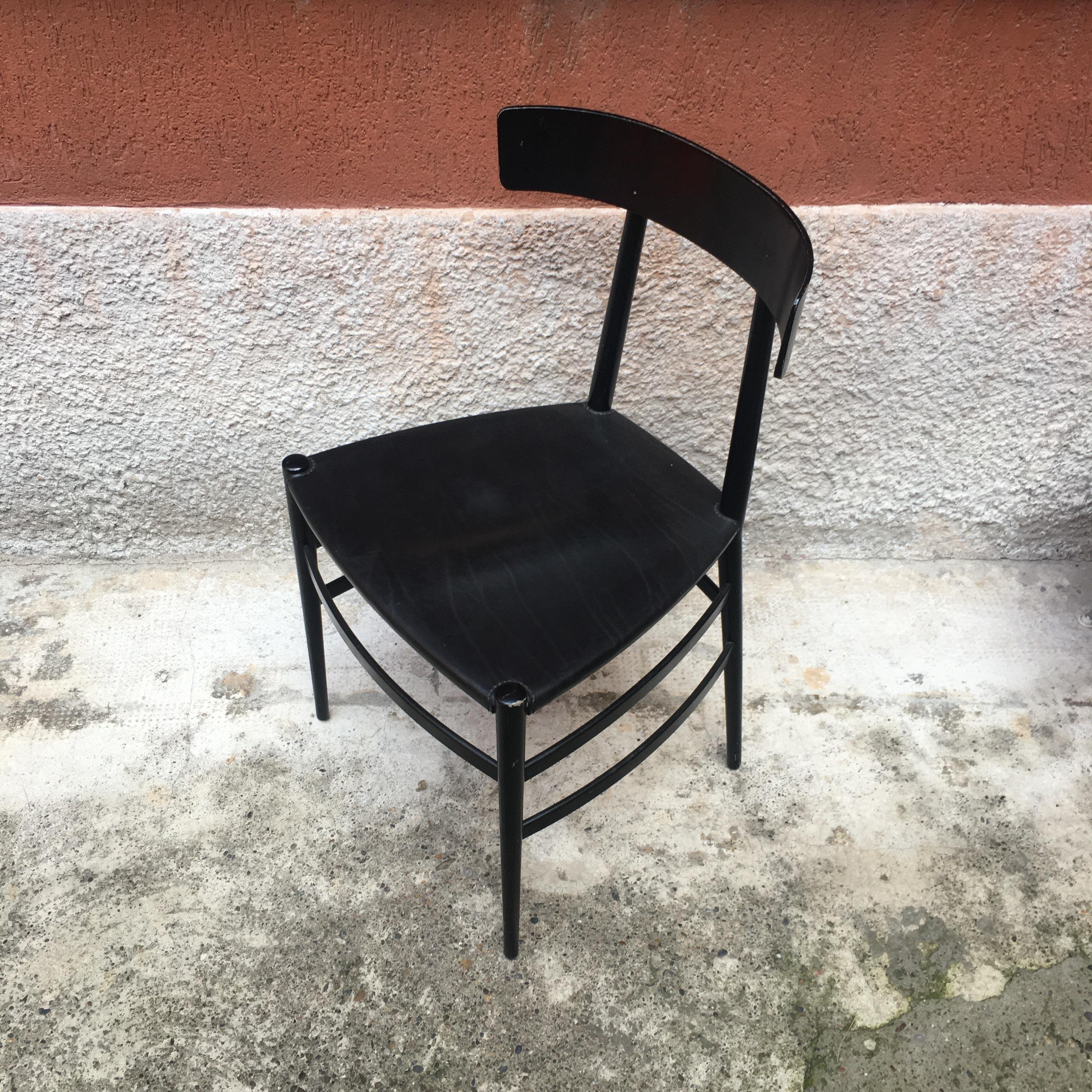 Post-Modern Italian Enameled Black Chair by Cappellini, 1980s