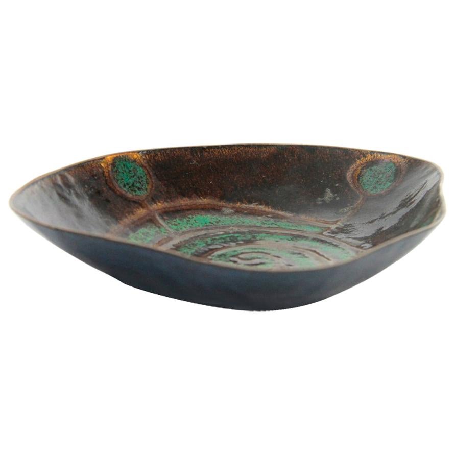 Italian Enameled Copper Bowl, 1960s For Sale