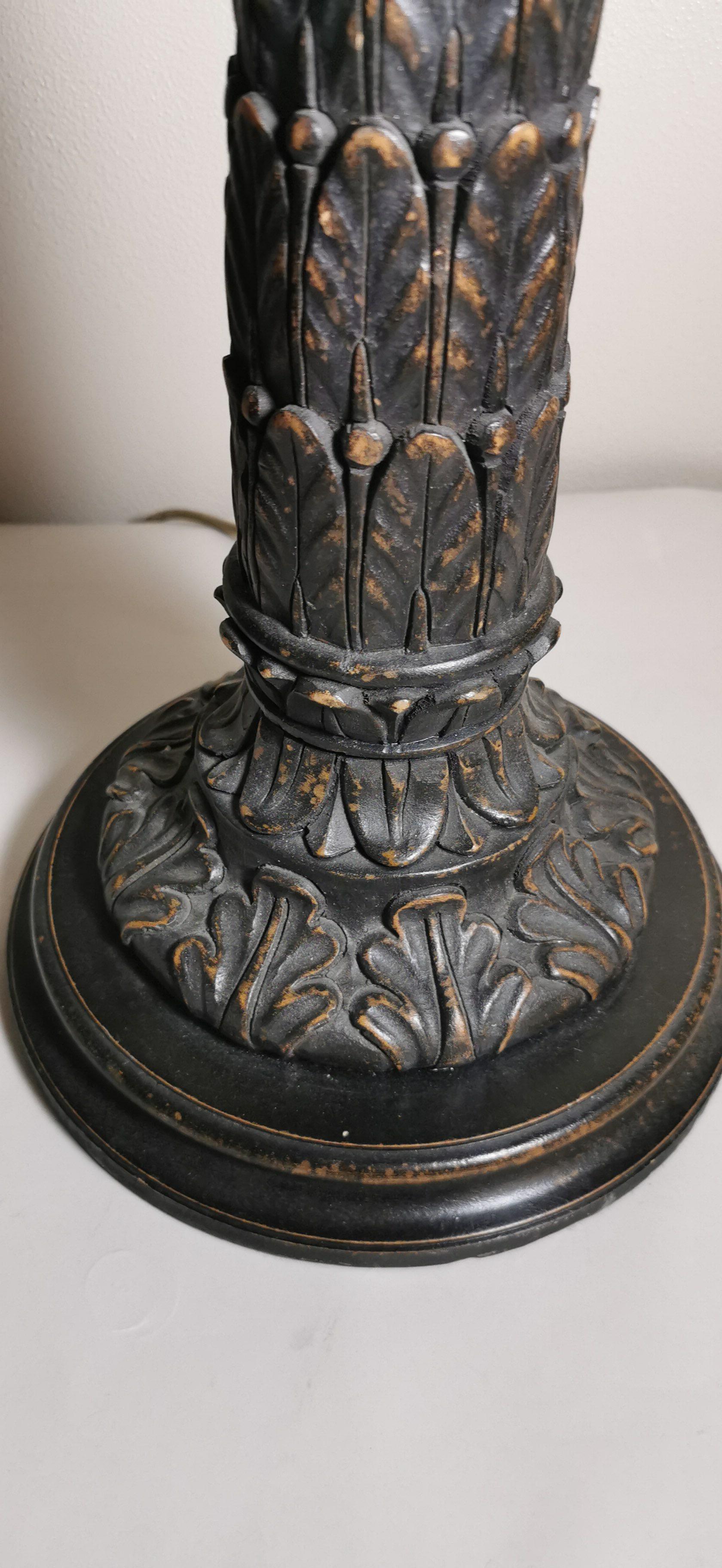 Italian Engraved Wood Palm Lamp For Sale 2