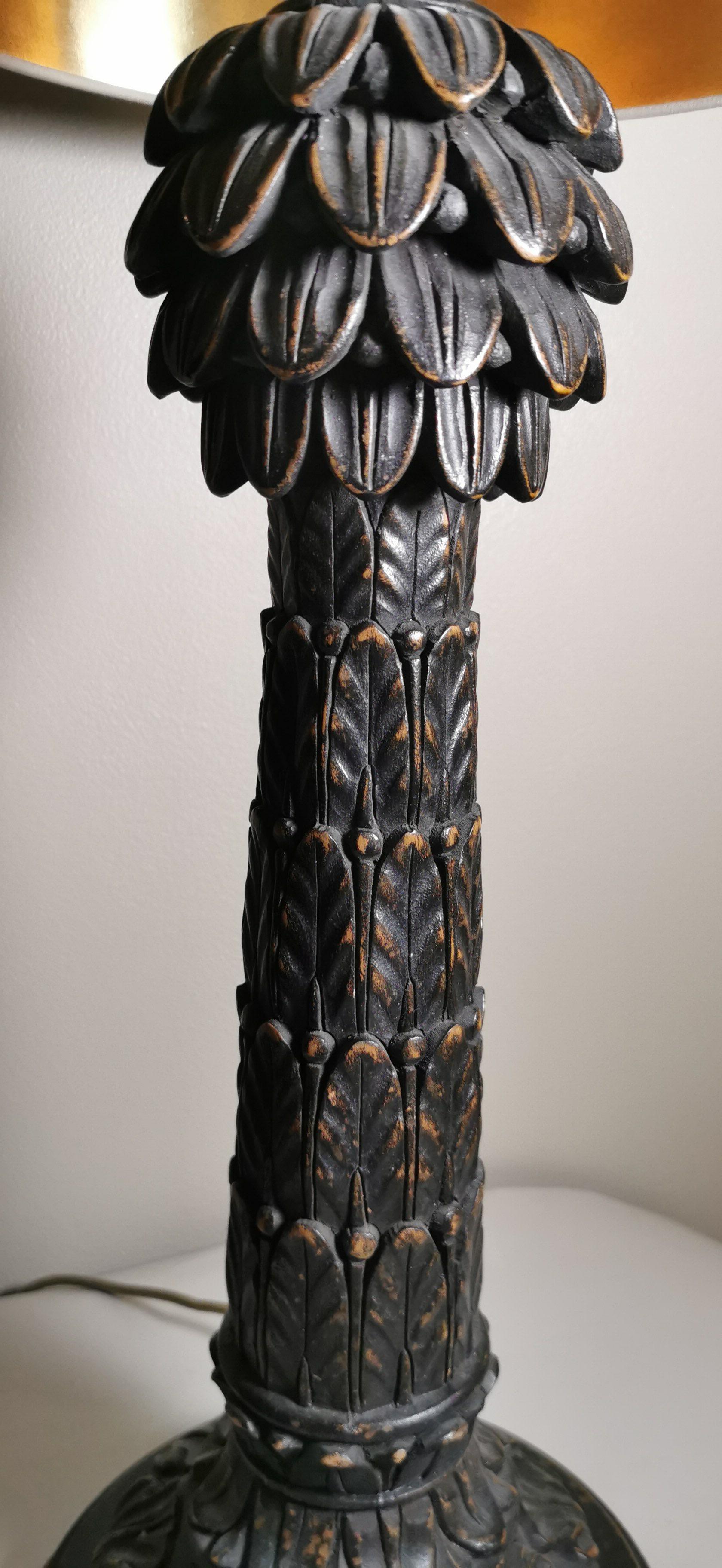 Italian Engraved Wood Palm Lamp For Sale 3
