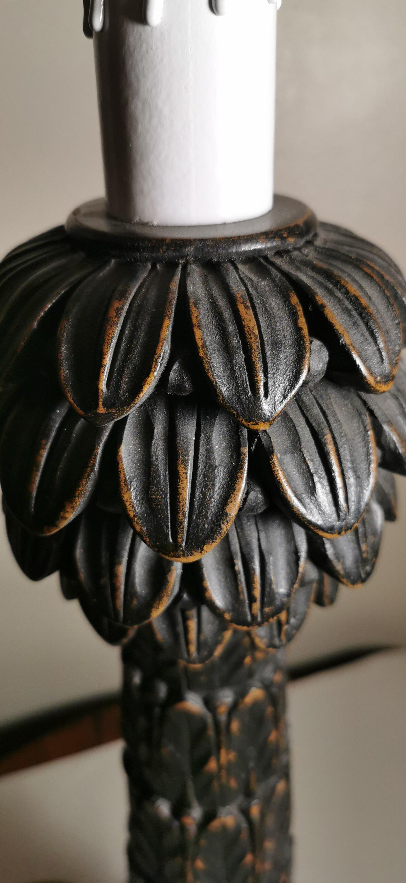 Italian Engraved Wood Palm Lamp For Sale 4