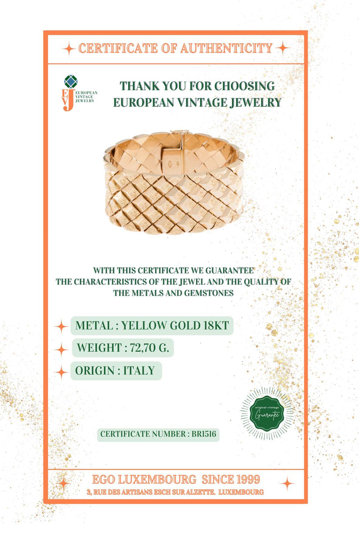 Bracelet manchette italienEscalier en or jaune 18 carats en vente 2