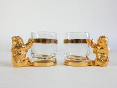 Italian Espresso Demitasse Cups by Mika with Gold Bear Handles Set of 10