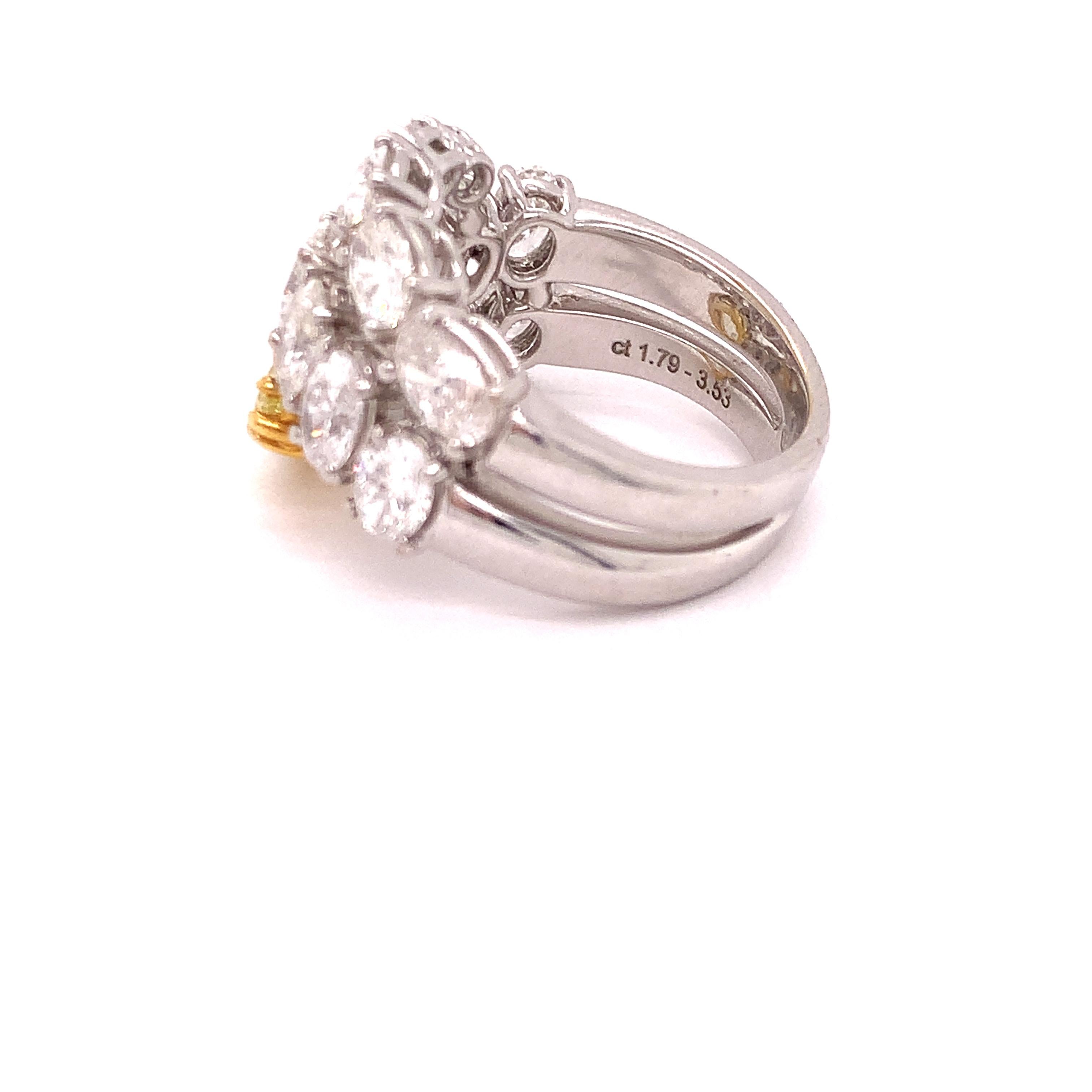 Women's or Men's Italian Estate Fancy Yellow and Oval Diamond Ring