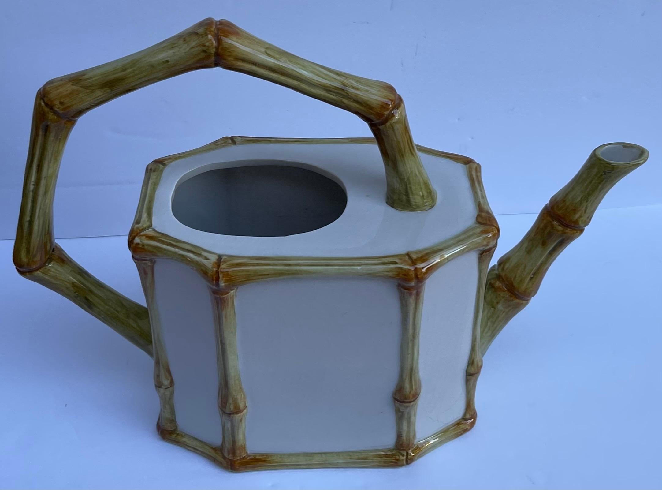 Cineserie Can italiano in ceramica Este Ceramiche Faux Bamboo in vendita
