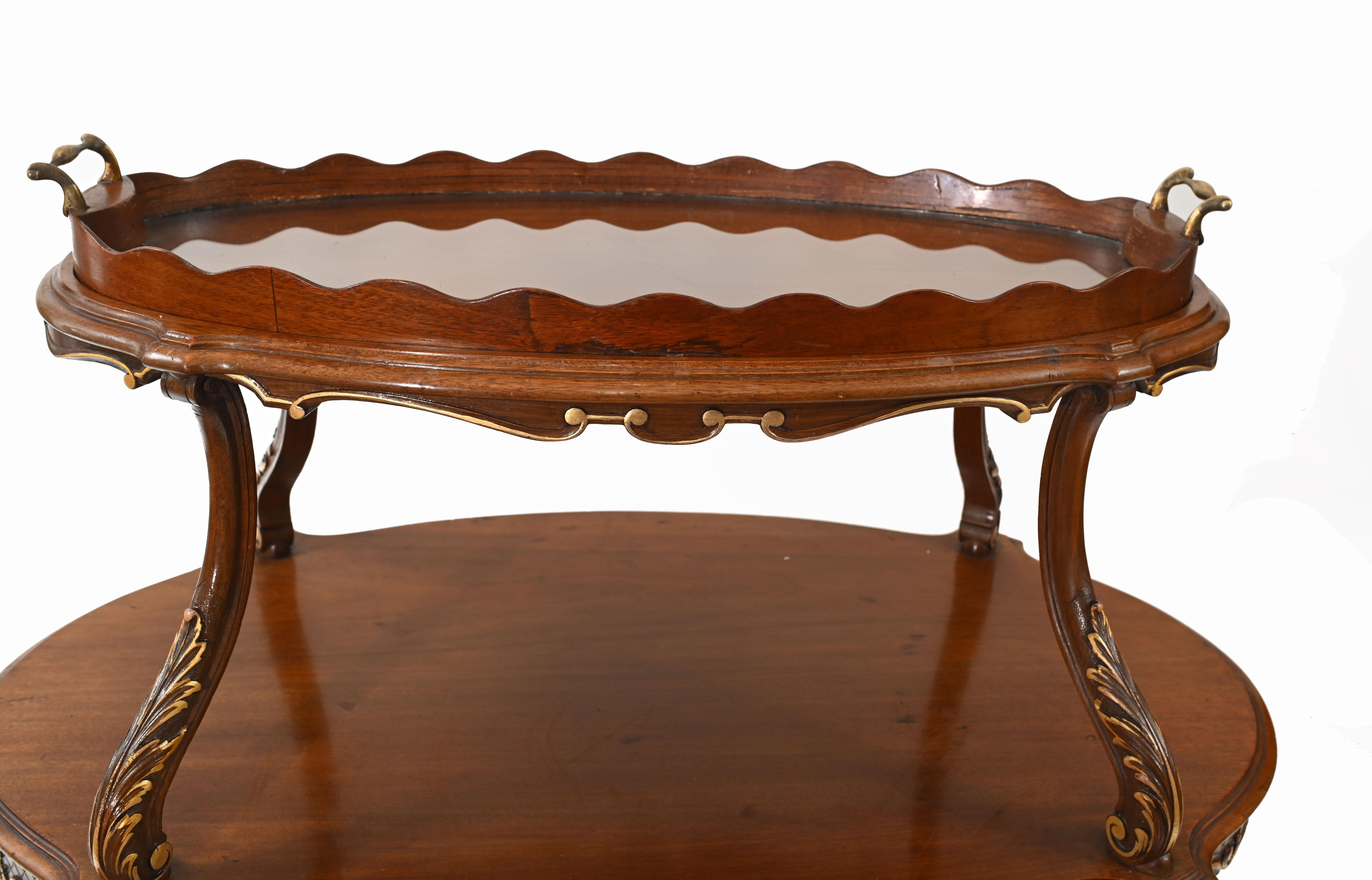 Walnut Italian Etagere Table Tiered Tables Antique Server 1930 For Sale