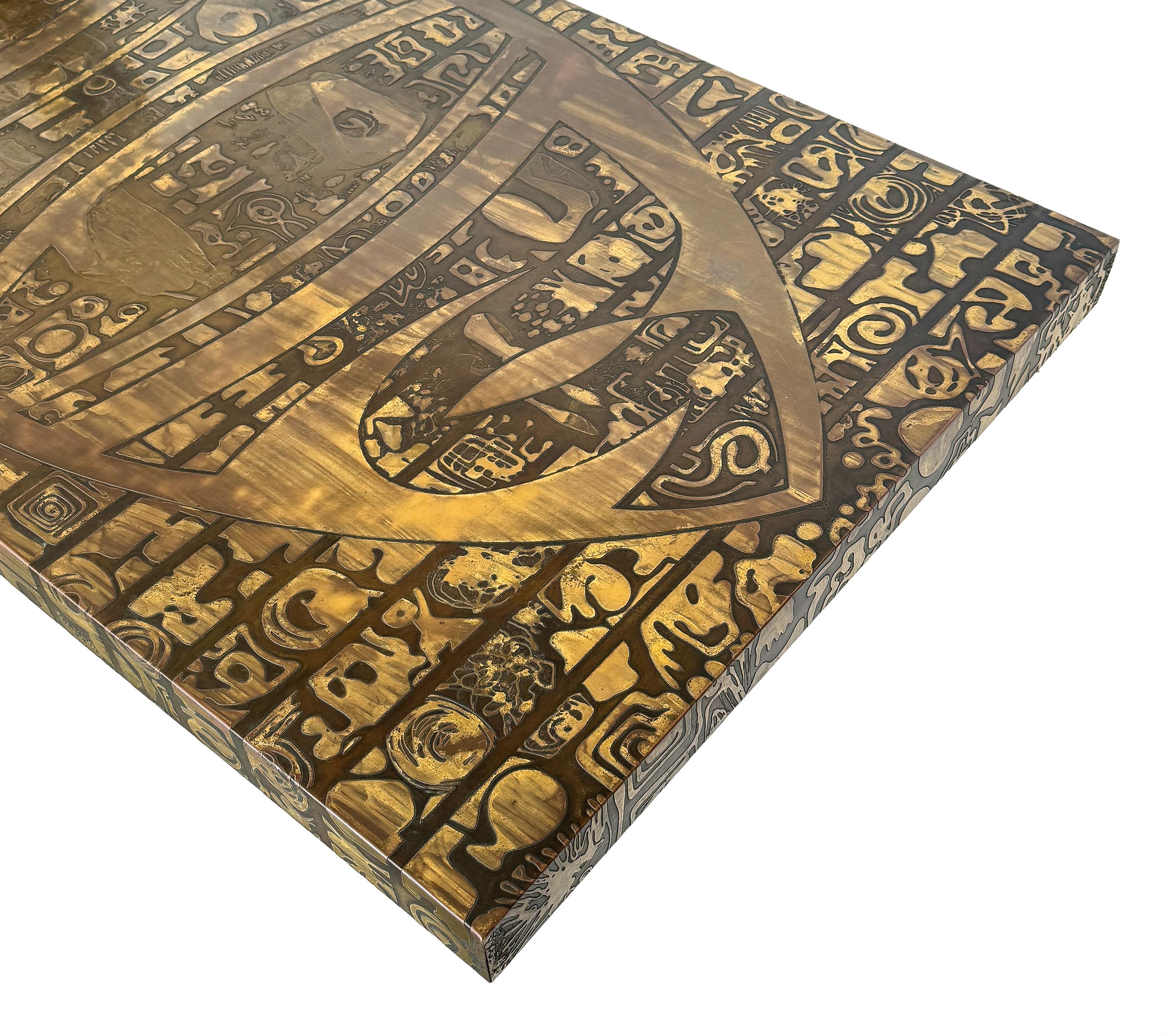 Italian Etched Bronze Coffee Table with Abstract Motif For Sale 7