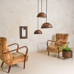 Italian Etched Copper Oak Leaf Pendant Light by Victor Cerrato, 1960s