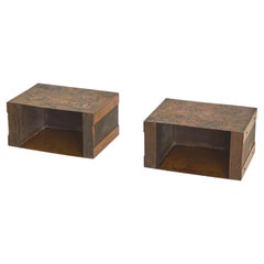 Italian Etched Copper Wall-Mounted Side Table by Victor Cerrato, 1960s