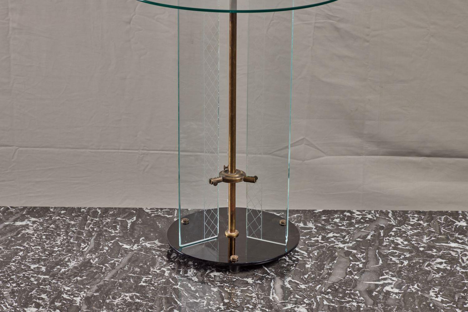 Italian Etched Glass and Brass Art Deco Side Table 7
