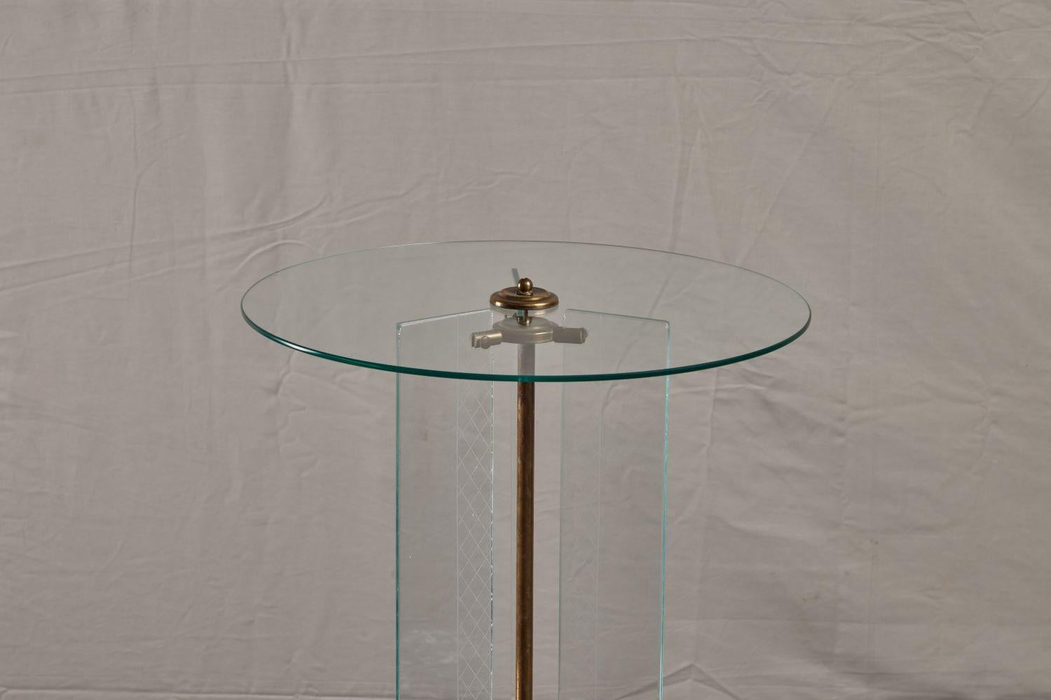 Italian Etched glass and brass Art Deco side table from the 1930’s.
