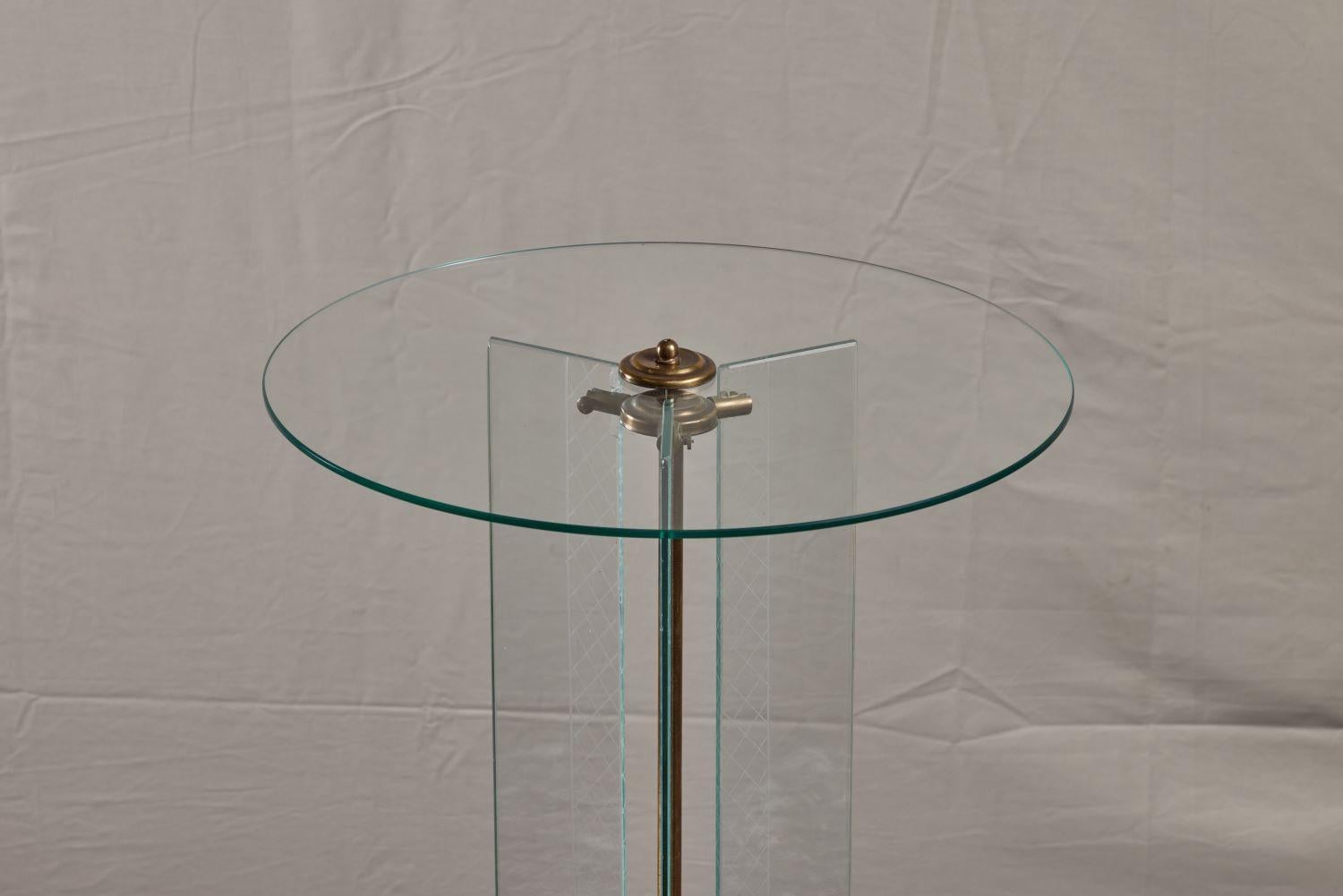 Italian Etched Glass and Brass Art Deco Side Table 1